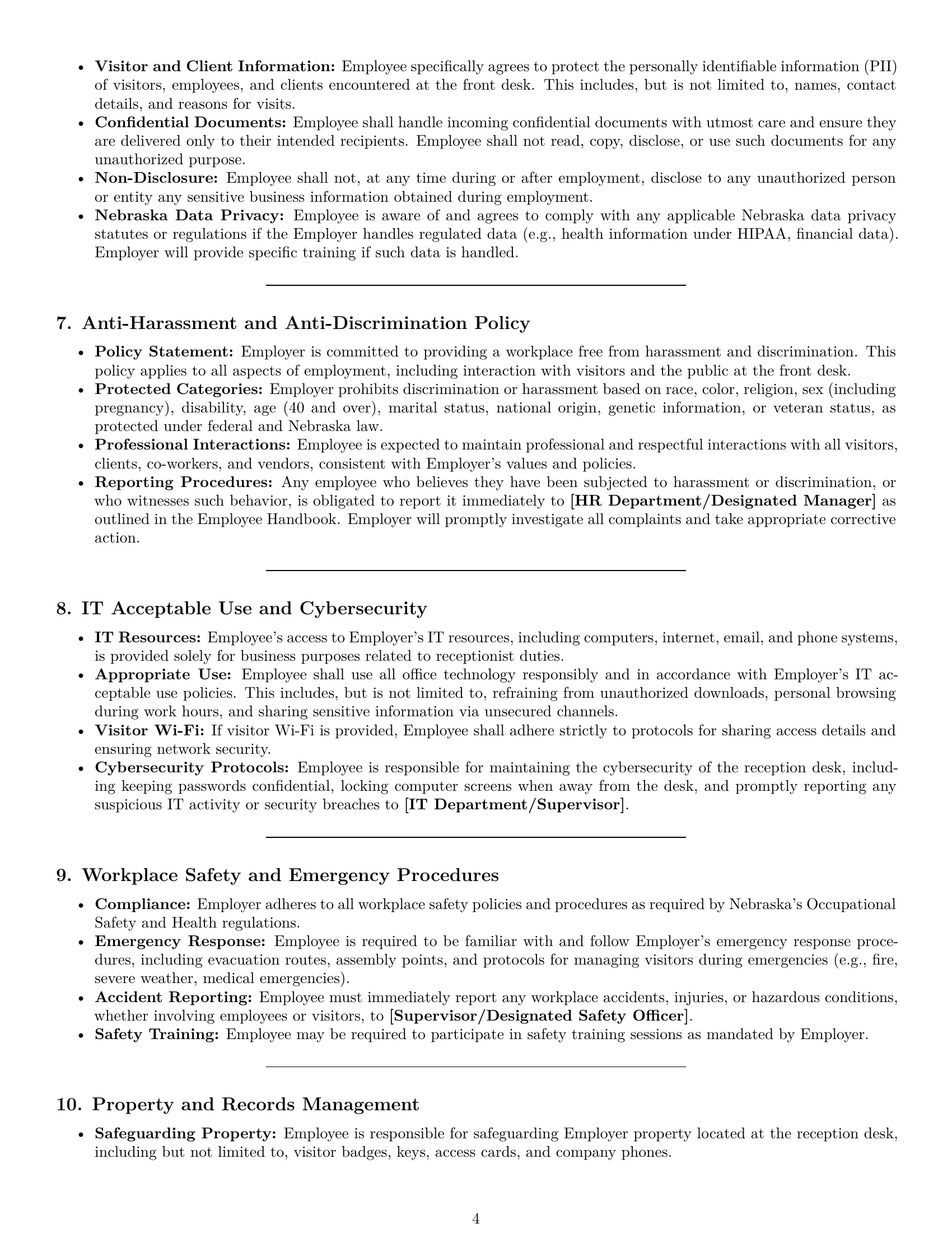 Preview page 4 of Pro Nebraska receptionist employment contract template