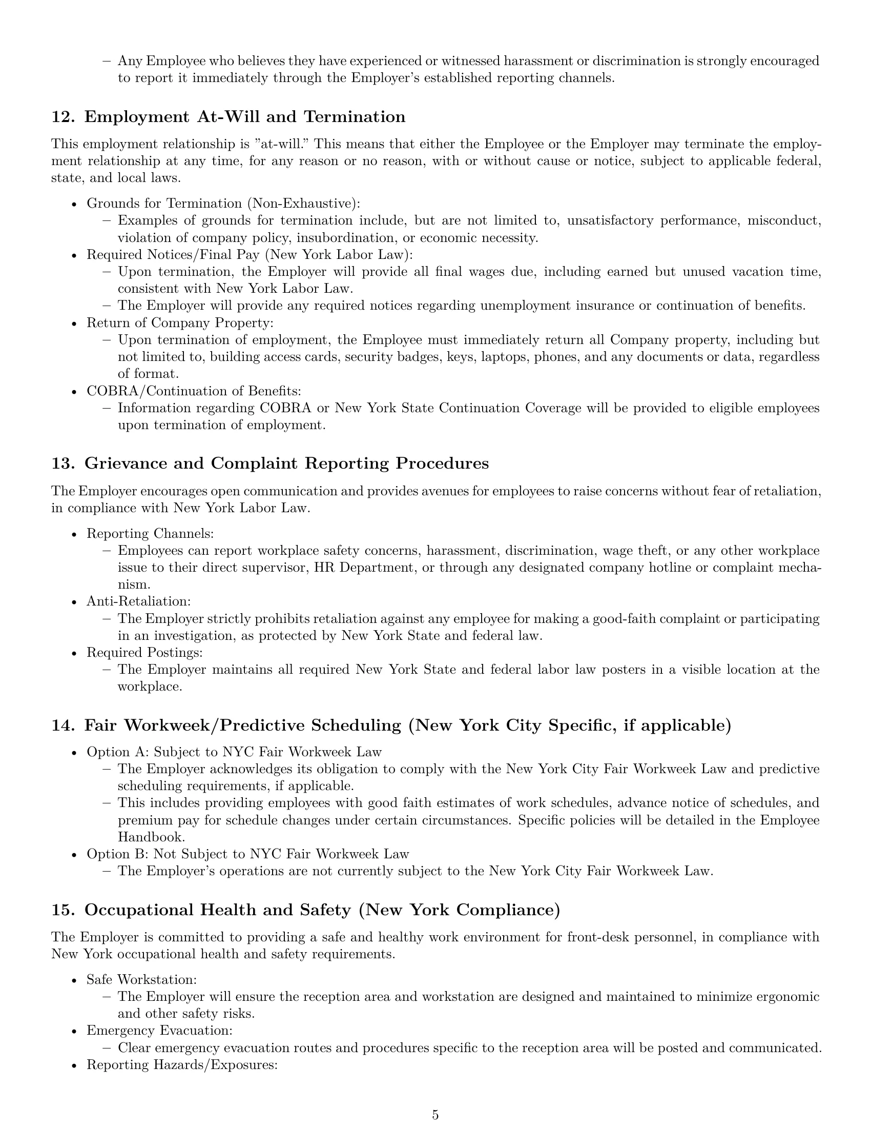 Preview page 5 of Pro New York receptionist employment contract template