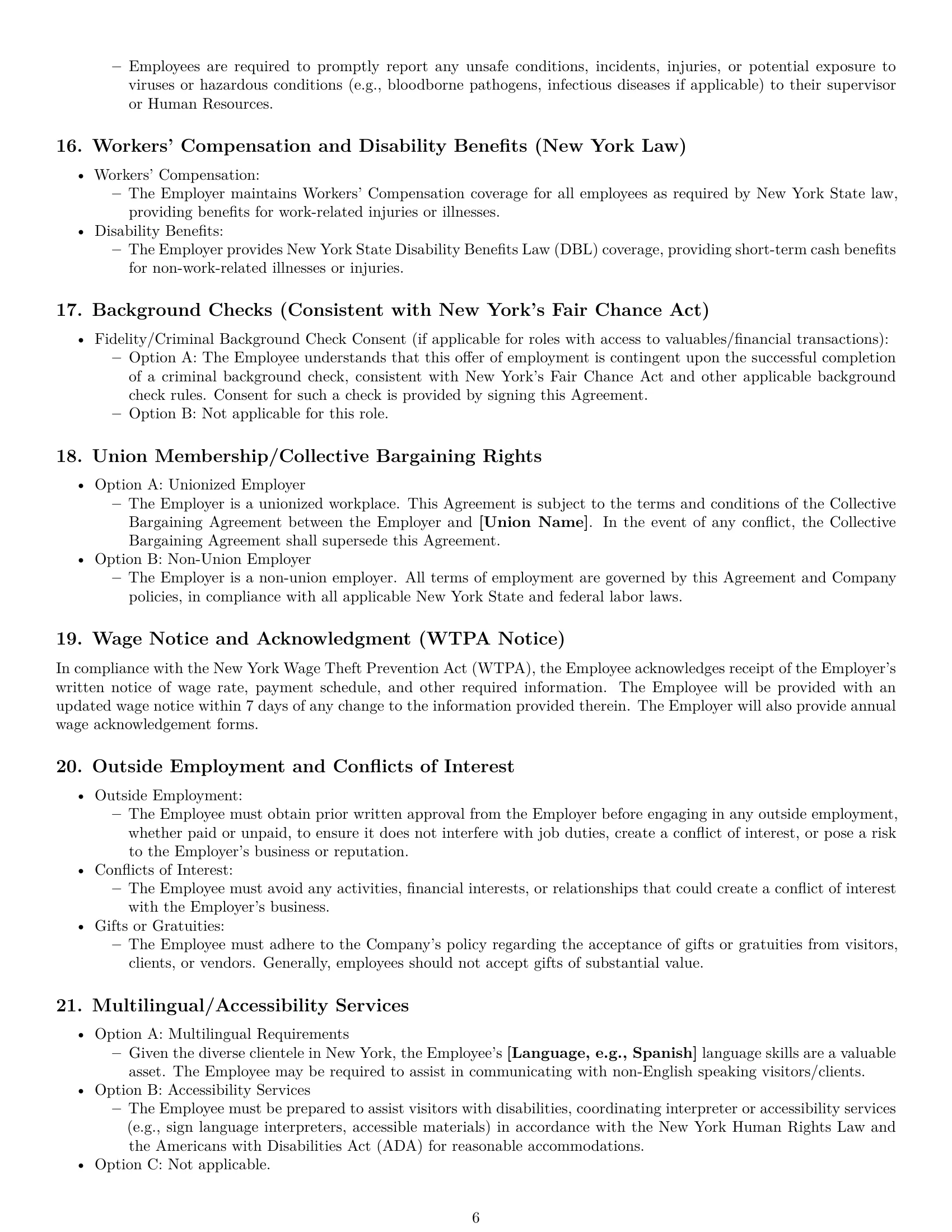 Preview page 6 of Pro New York receptionist employment contract template
