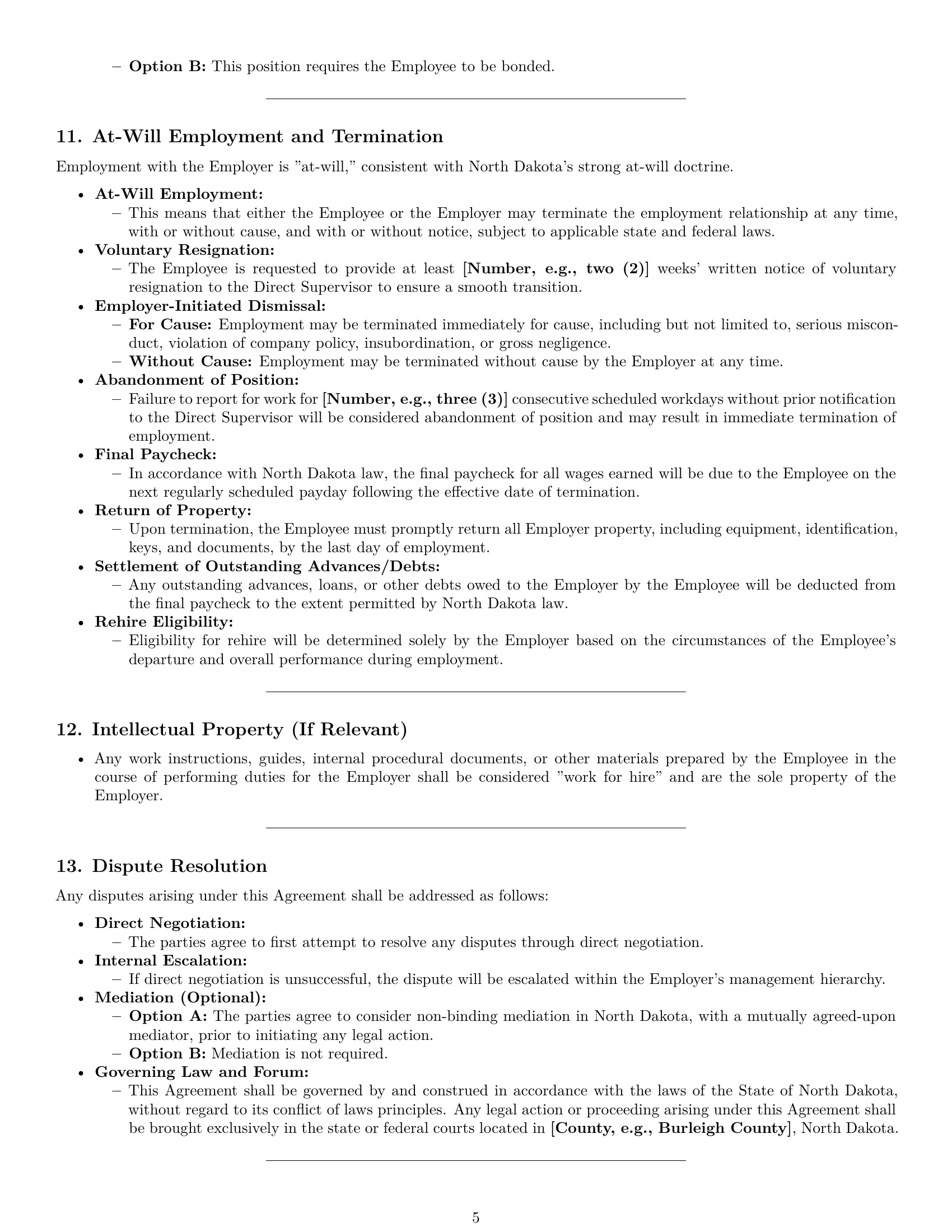 Preview page 5 of Pro North Dakota receptionist employment contract template