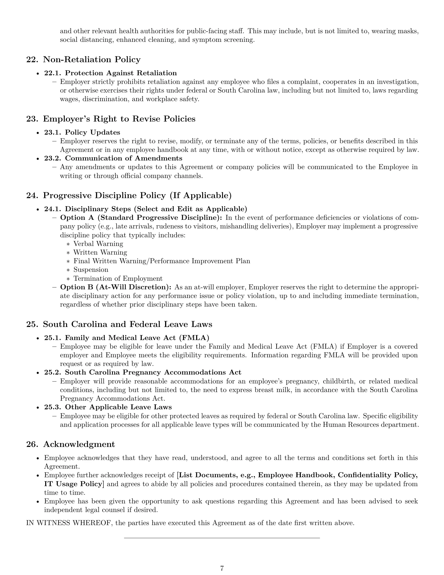 Preview page 7 of Pro South Carolina receptionist employment contract template