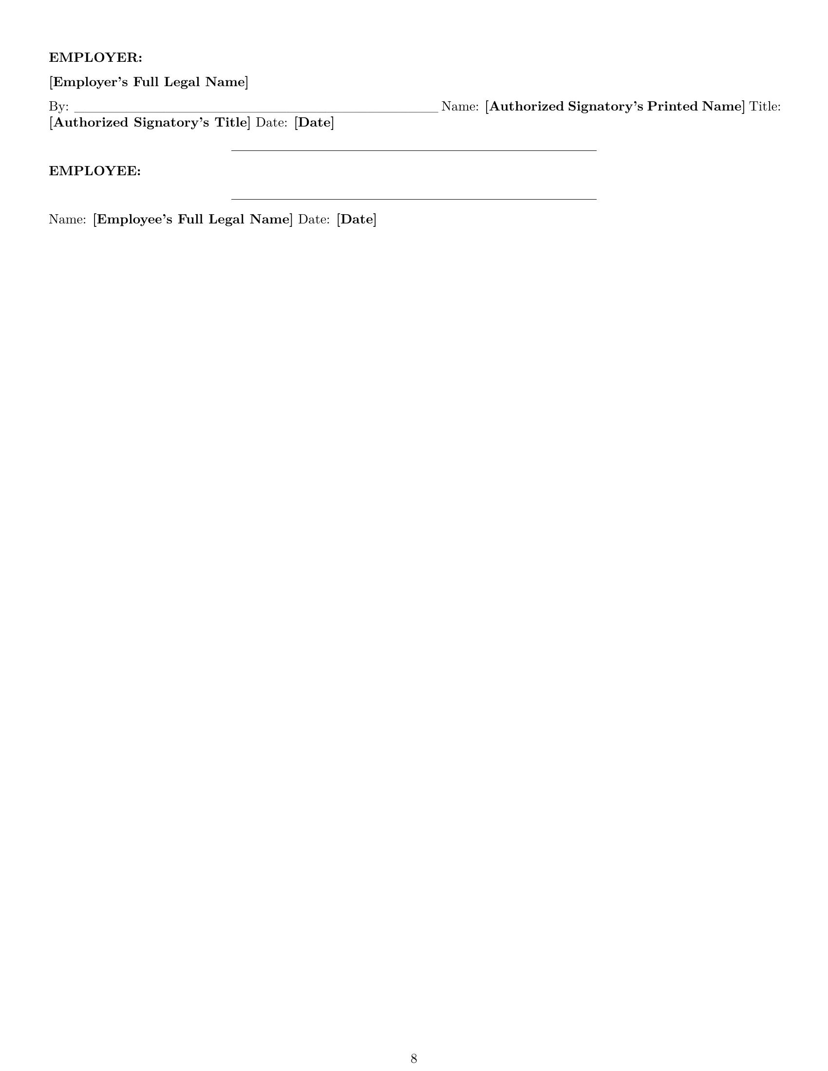 Preview page 8 of Pro South Carolina receptionist employment contract template