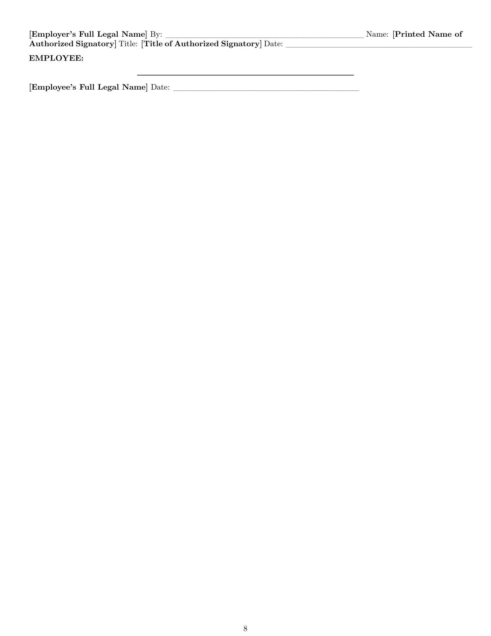 Preview page 8 of Pro Texas receptionist employment contract template