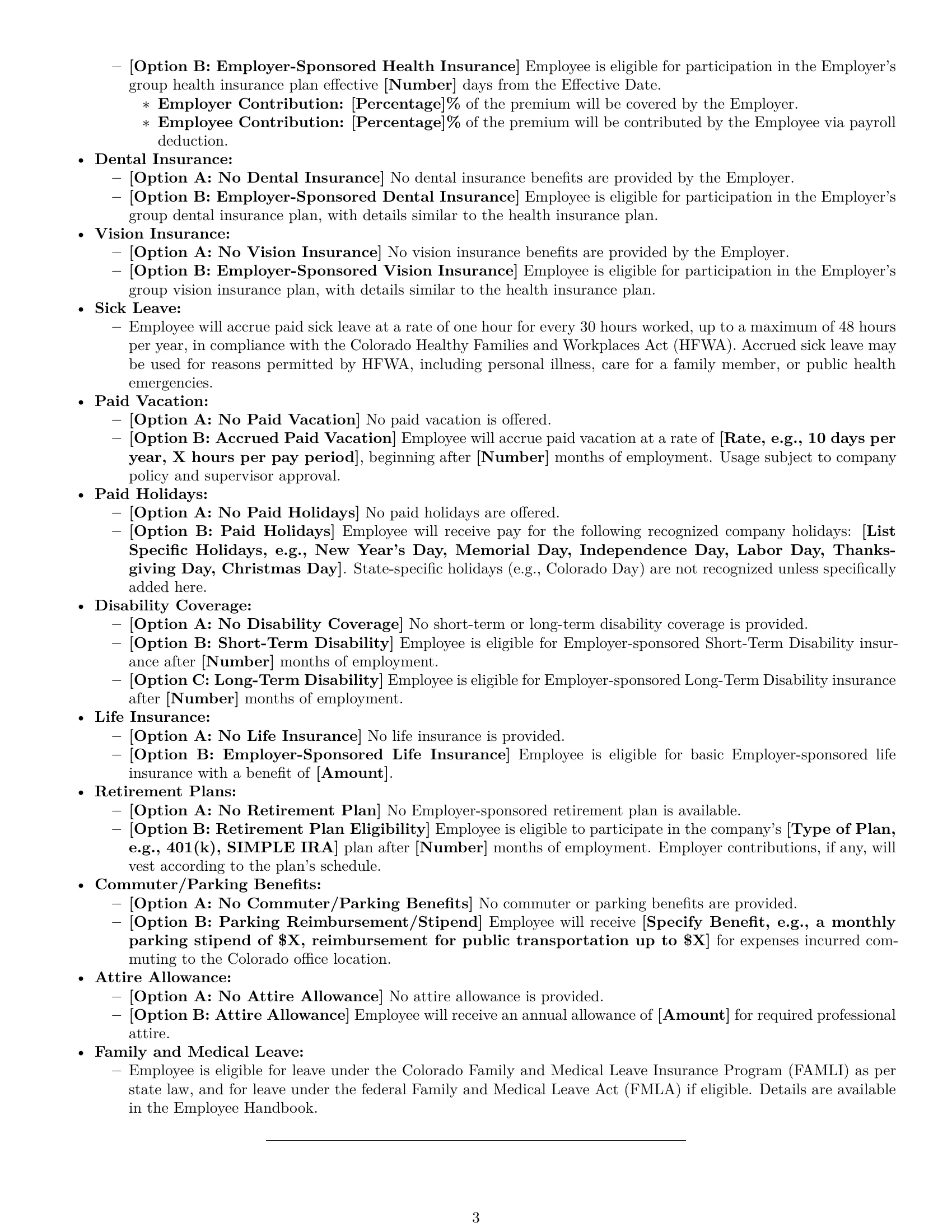 Preview page 3 of Pro Colorado receptionist employment contract template