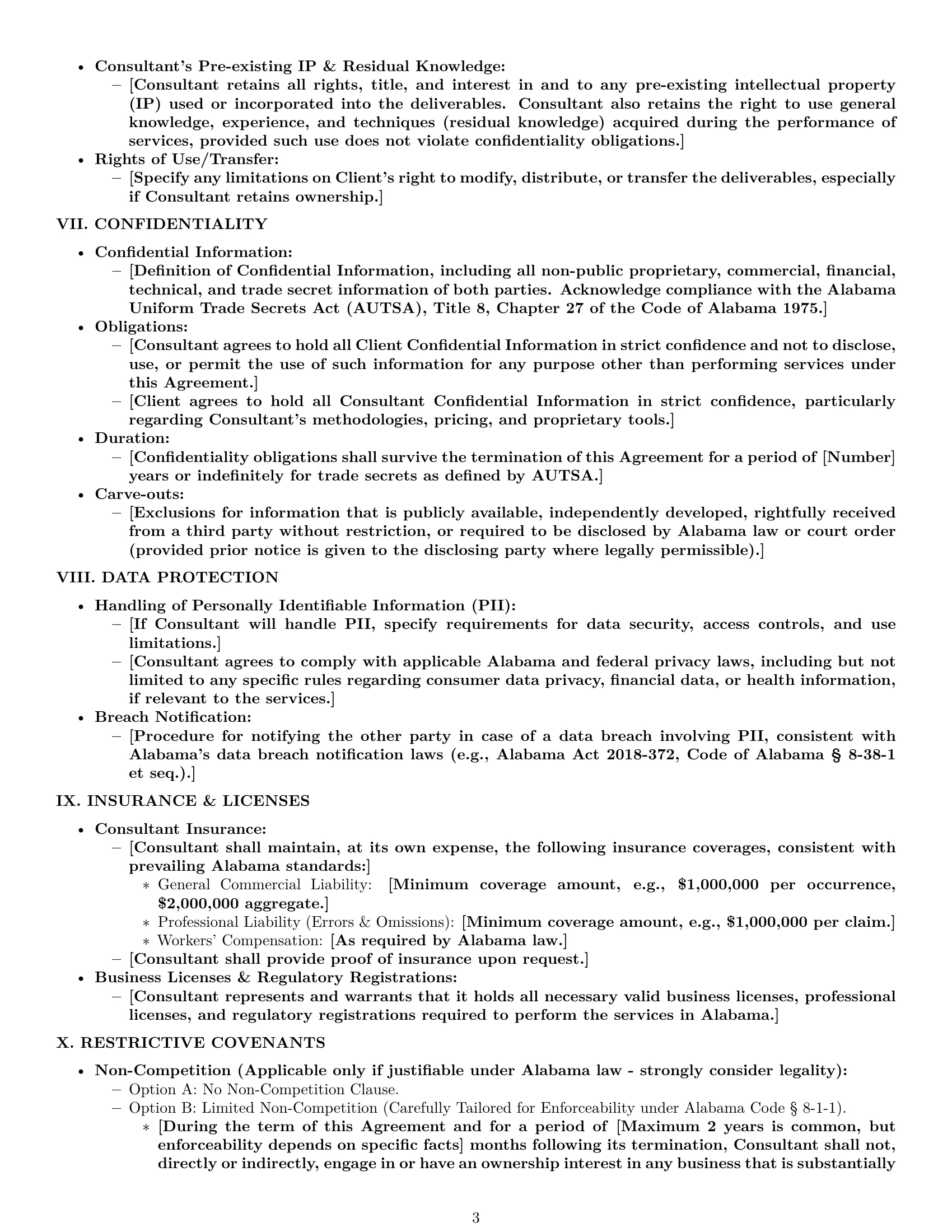 Preview page 3 of Pro Alabama consulting service contract template