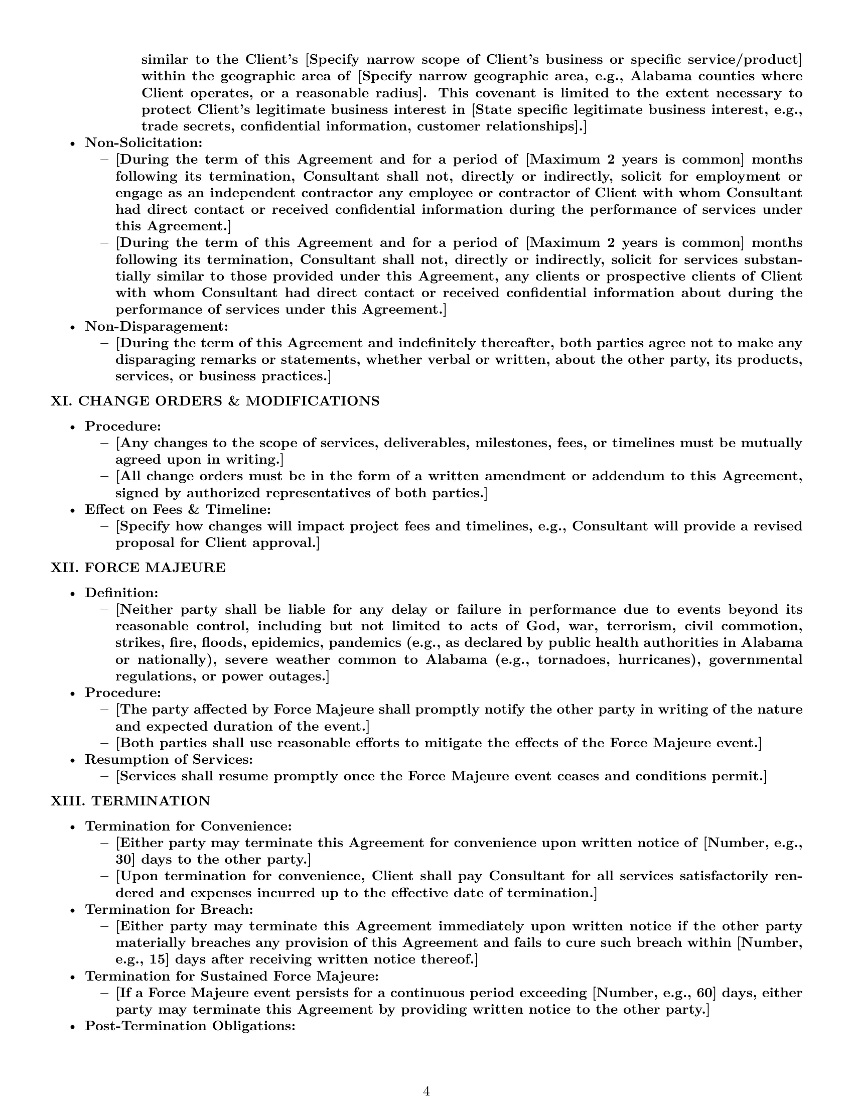 Preview page 4 of Pro Alabama consulting service contract template