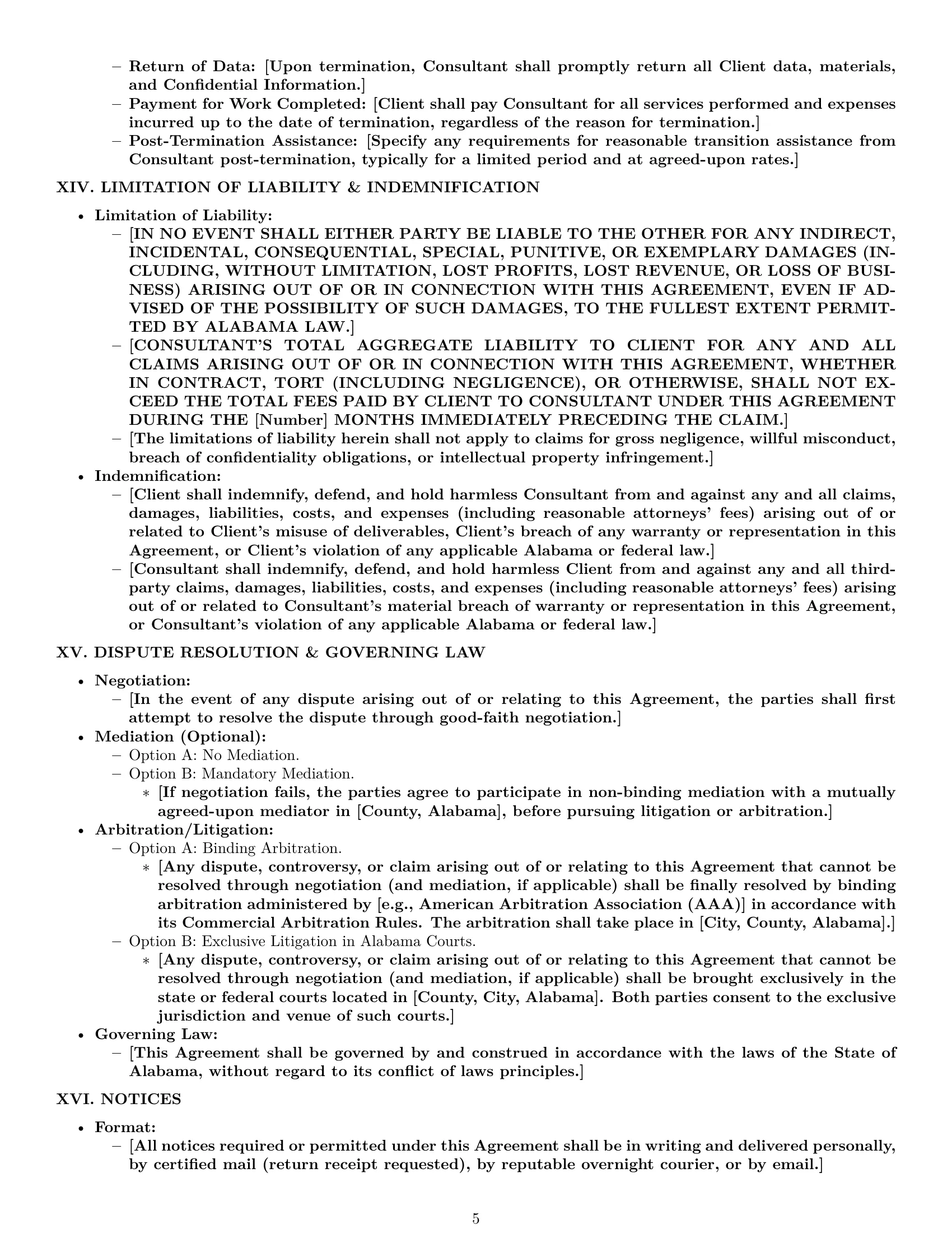 Preview page 5 of Pro Alabama consulting service contract template