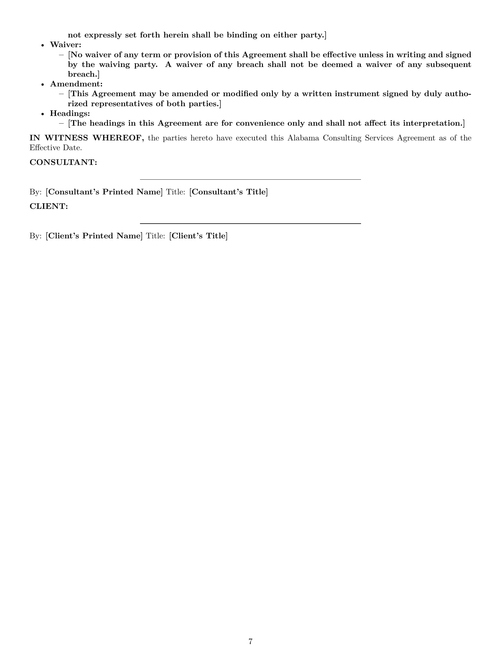 Preview page 7 of Pro Alabama consulting service contract template