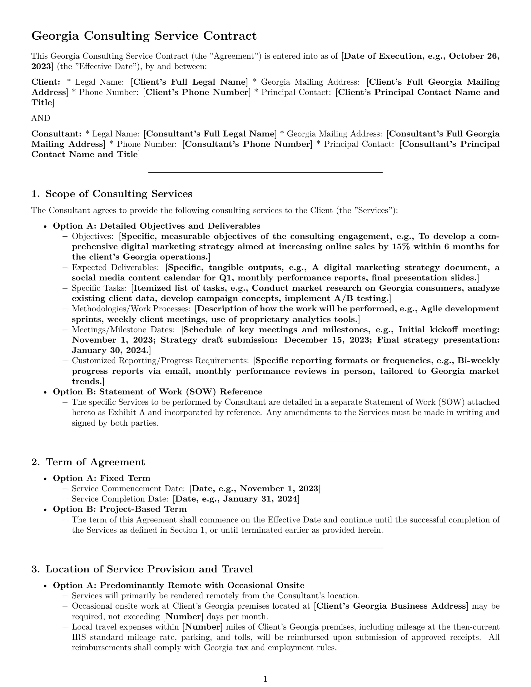 Preview page 1 of Pro Georgia consulting service contract template