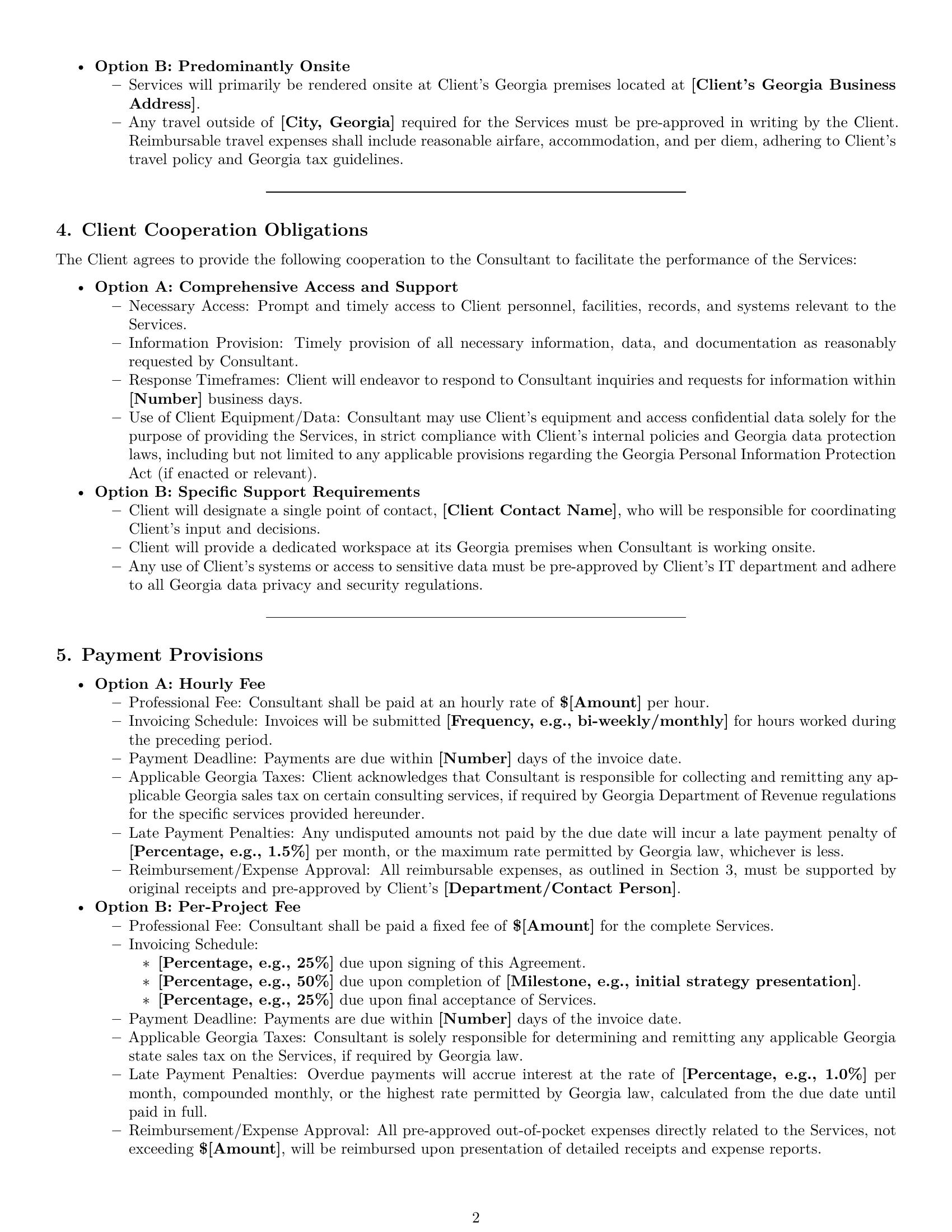 Preview page 2 of Pro Georgia consulting service contract template