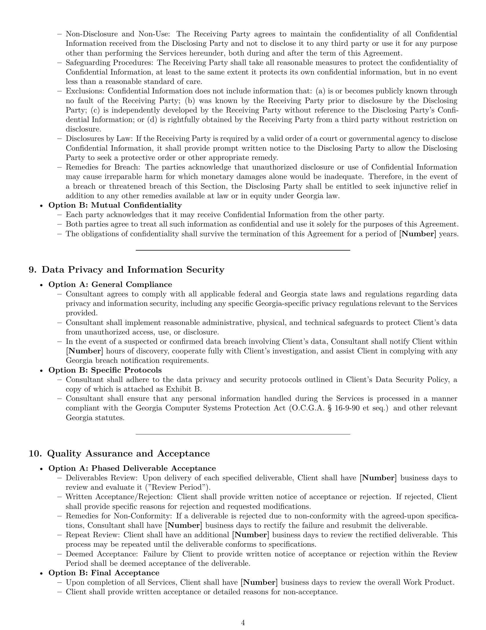Preview page 4 of Pro Georgia consulting service contract template