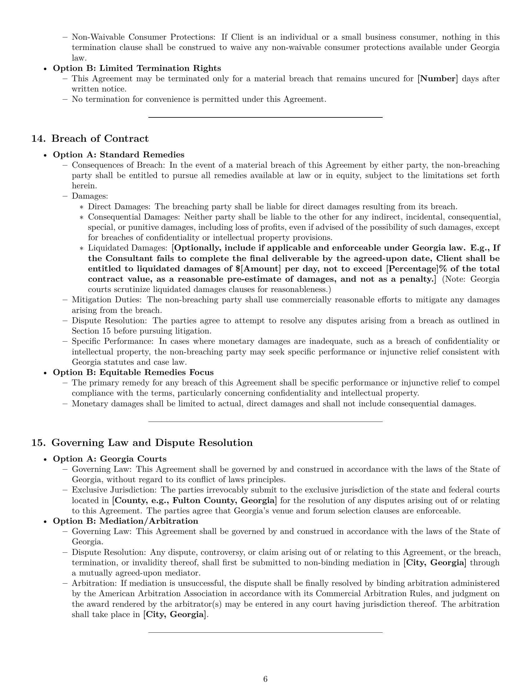 Preview page 6 of Pro Georgia consulting service contract template