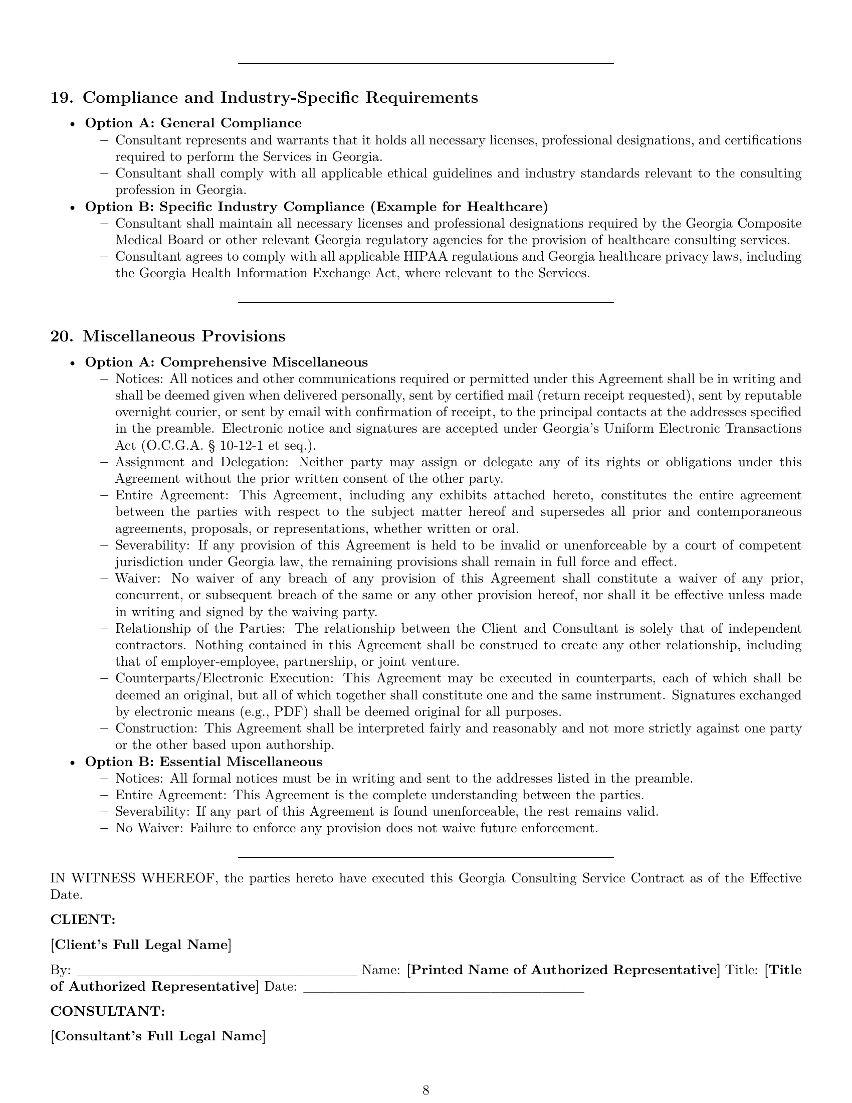 Preview page 8 of Pro Georgia consulting service contract template
