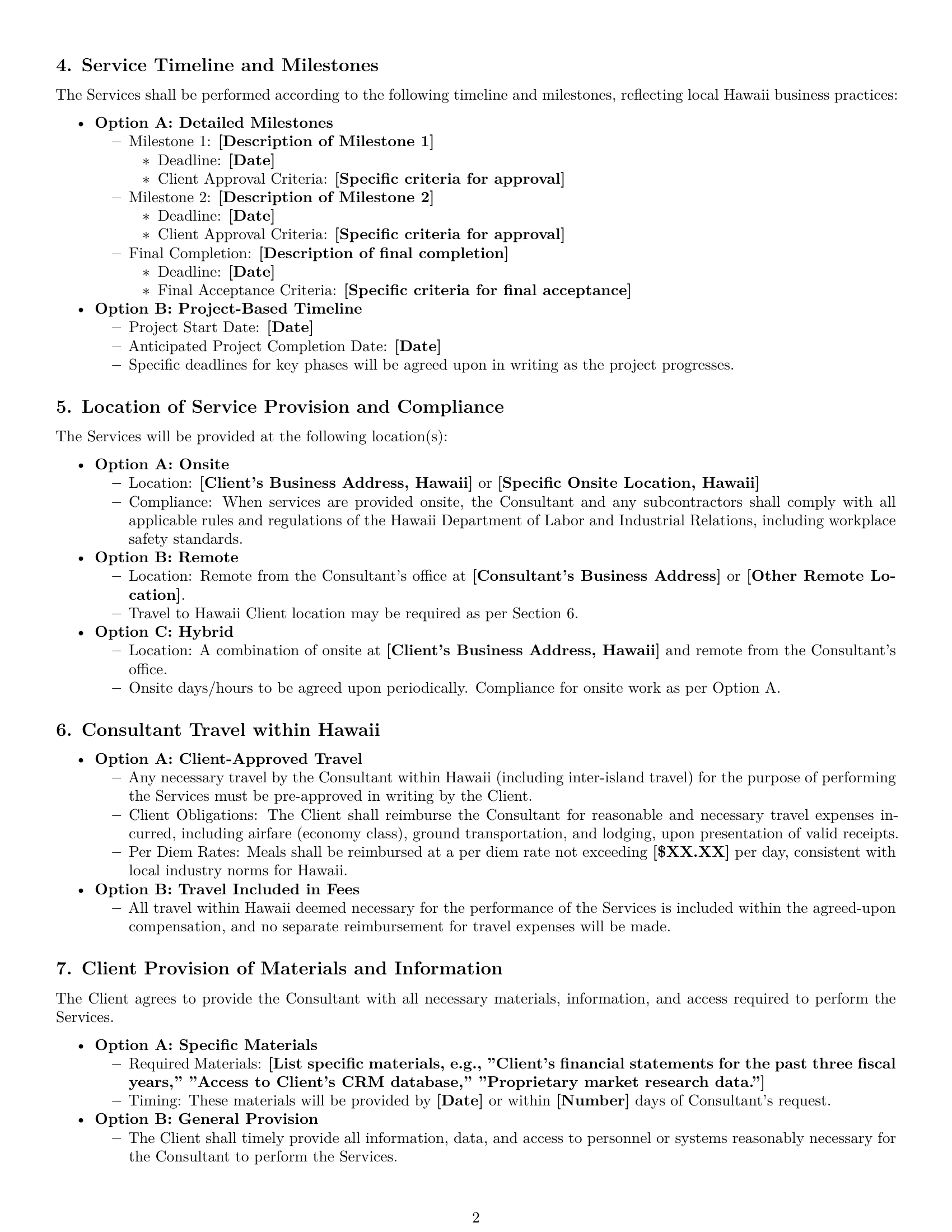 Preview page 2 of Pro Hawaii consulting service contract template