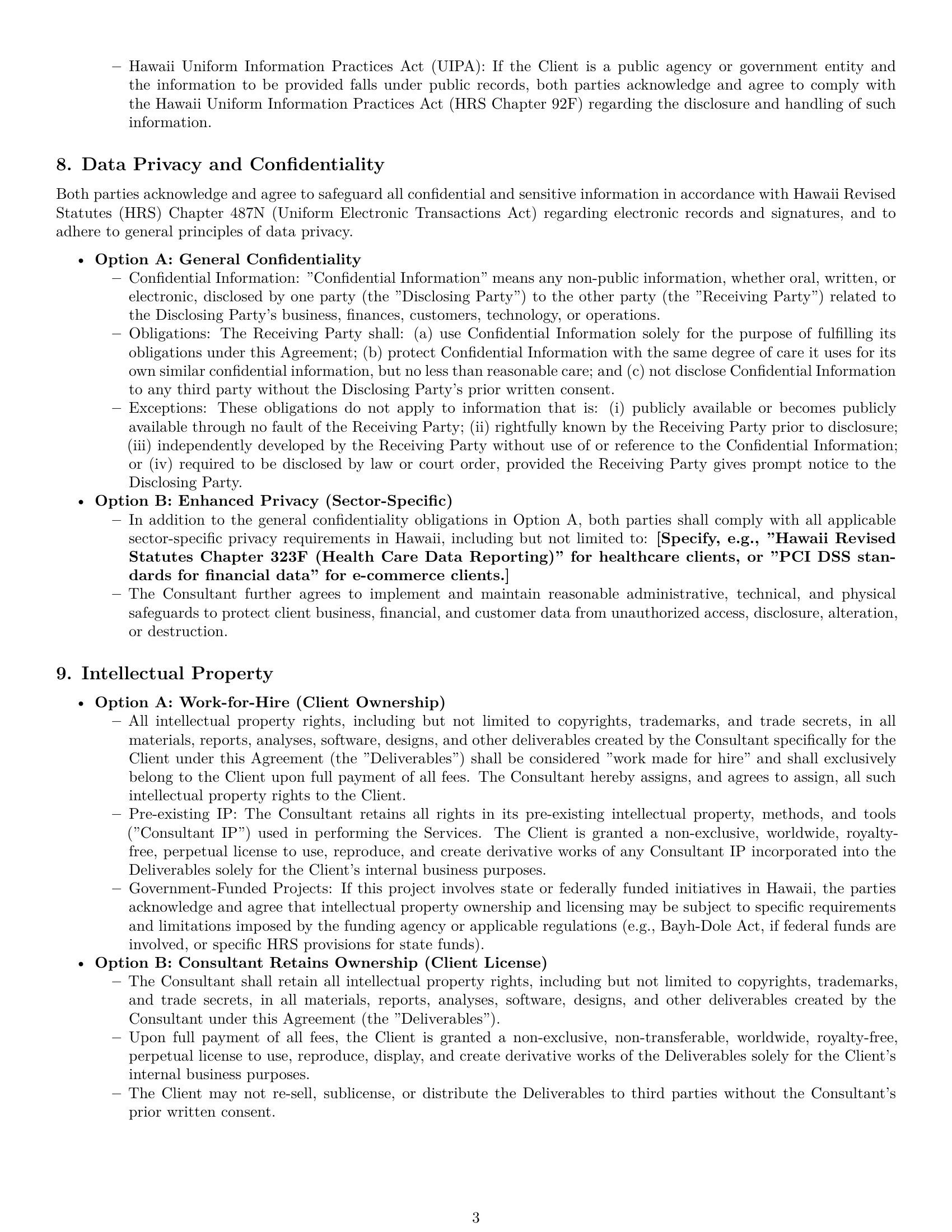 Preview page 3 of Pro Hawaii consulting service contract template
