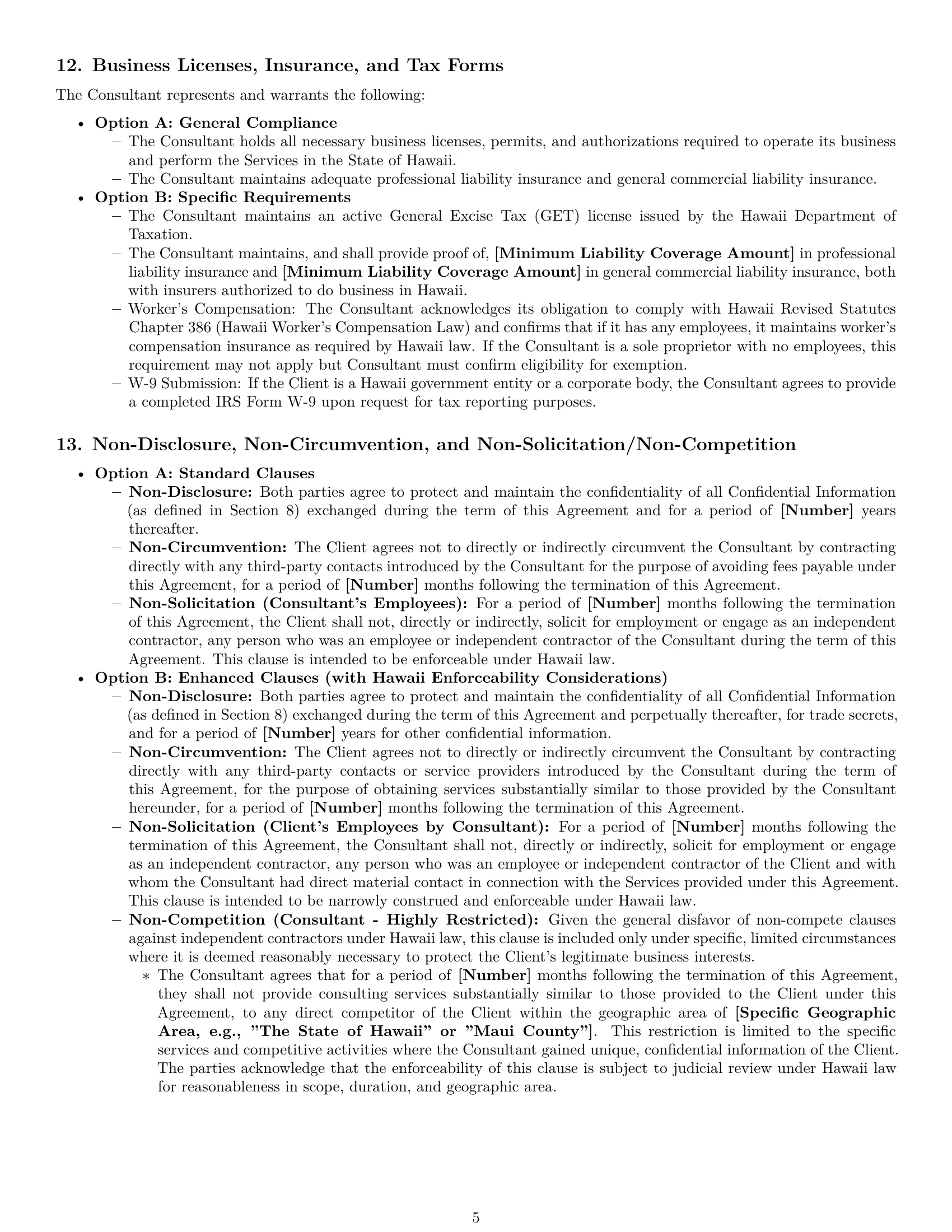 Preview page 5 of Pro Hawaii consulting service contract template