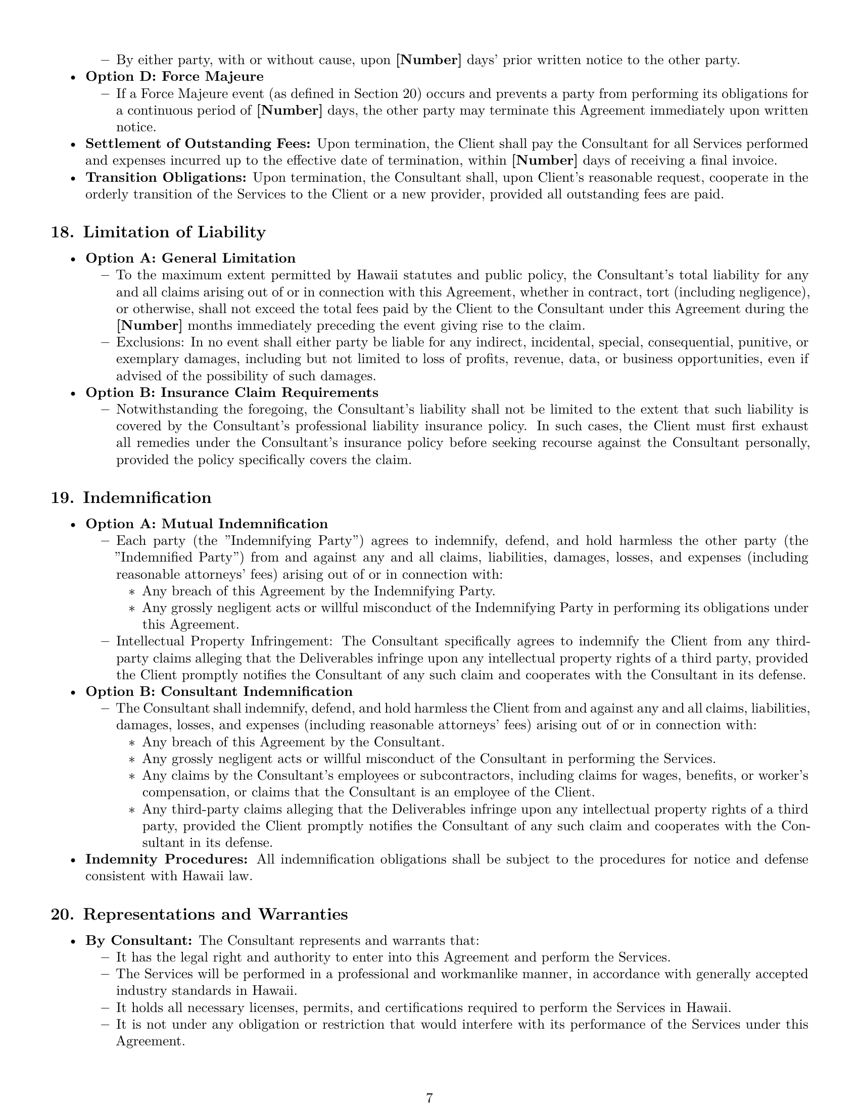 Preview page 7 of Pro Hawaii consulting service contract template