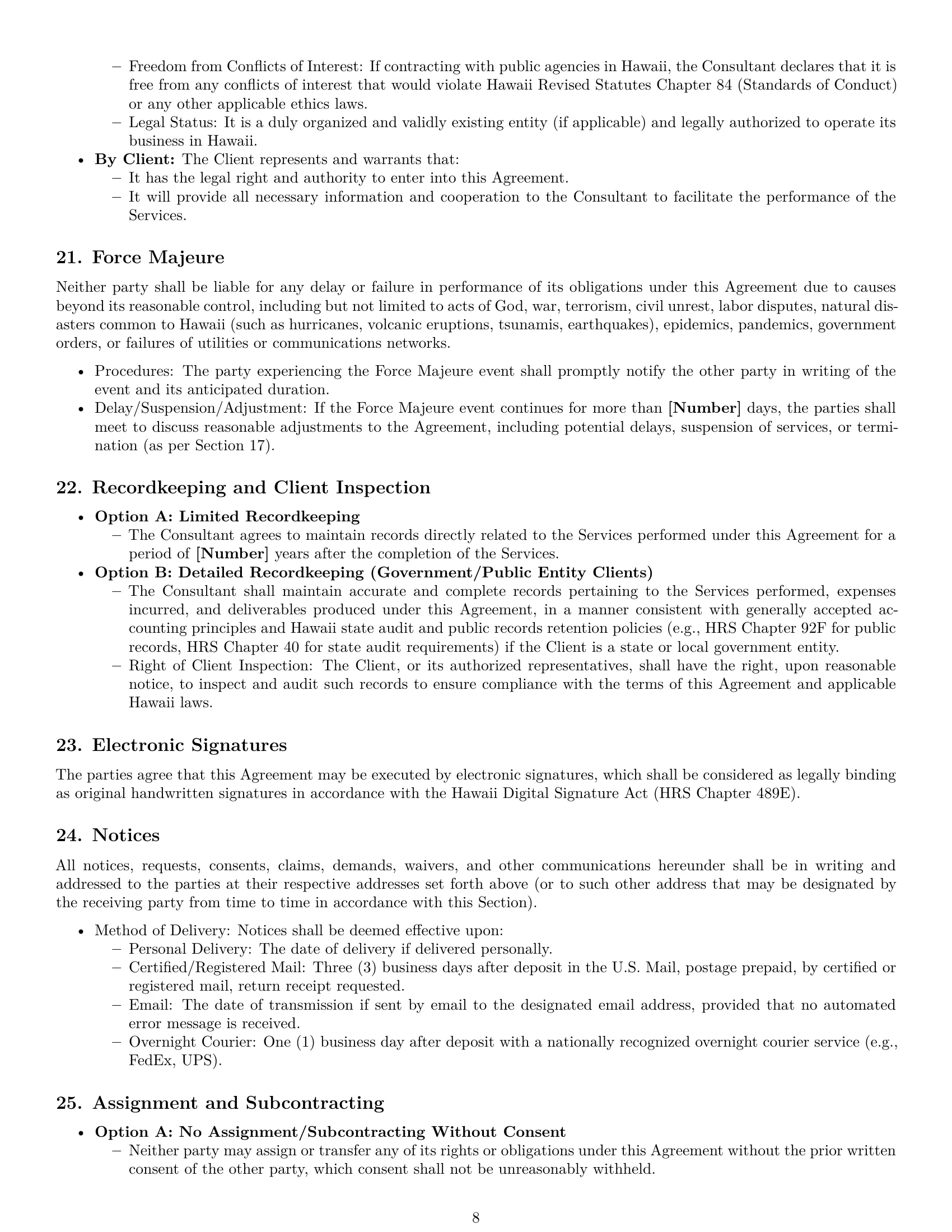 Preview page 8 of Pro Hawaii consulting service contract template