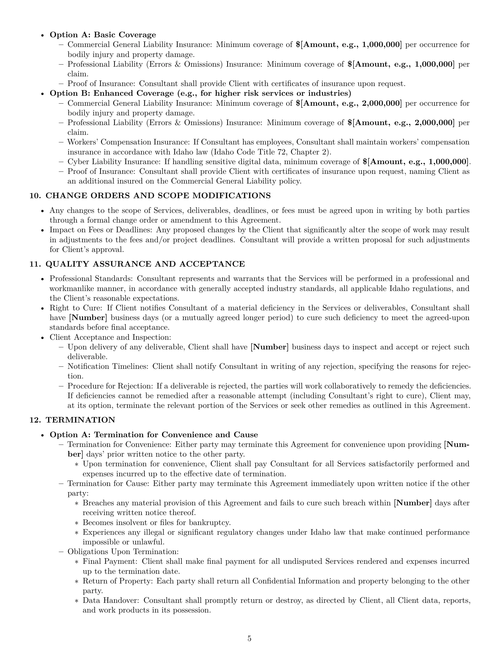 Preview page 5 of Pro Idaho consulting service contract template
