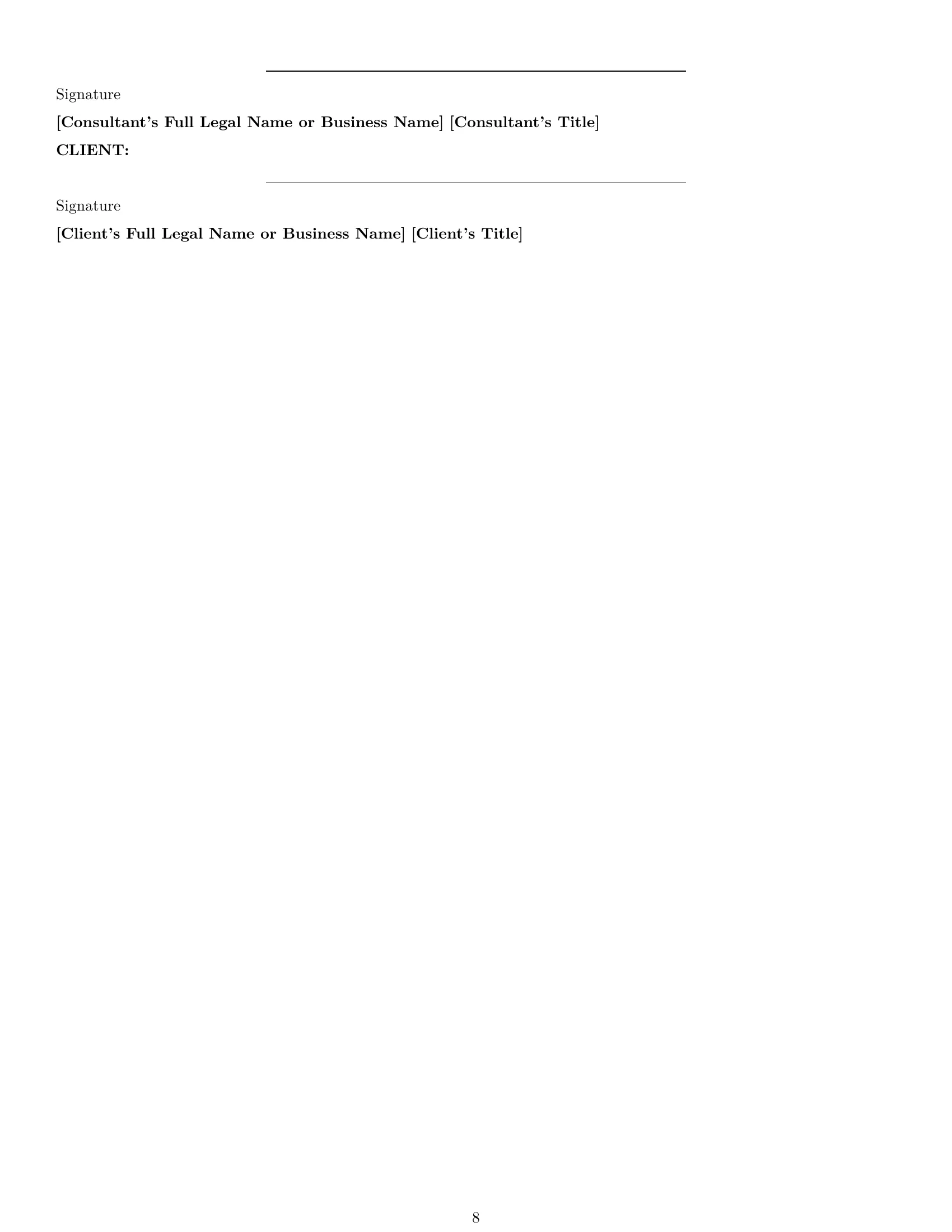 Preview page 8 of Pro Idaho consulting service contract template