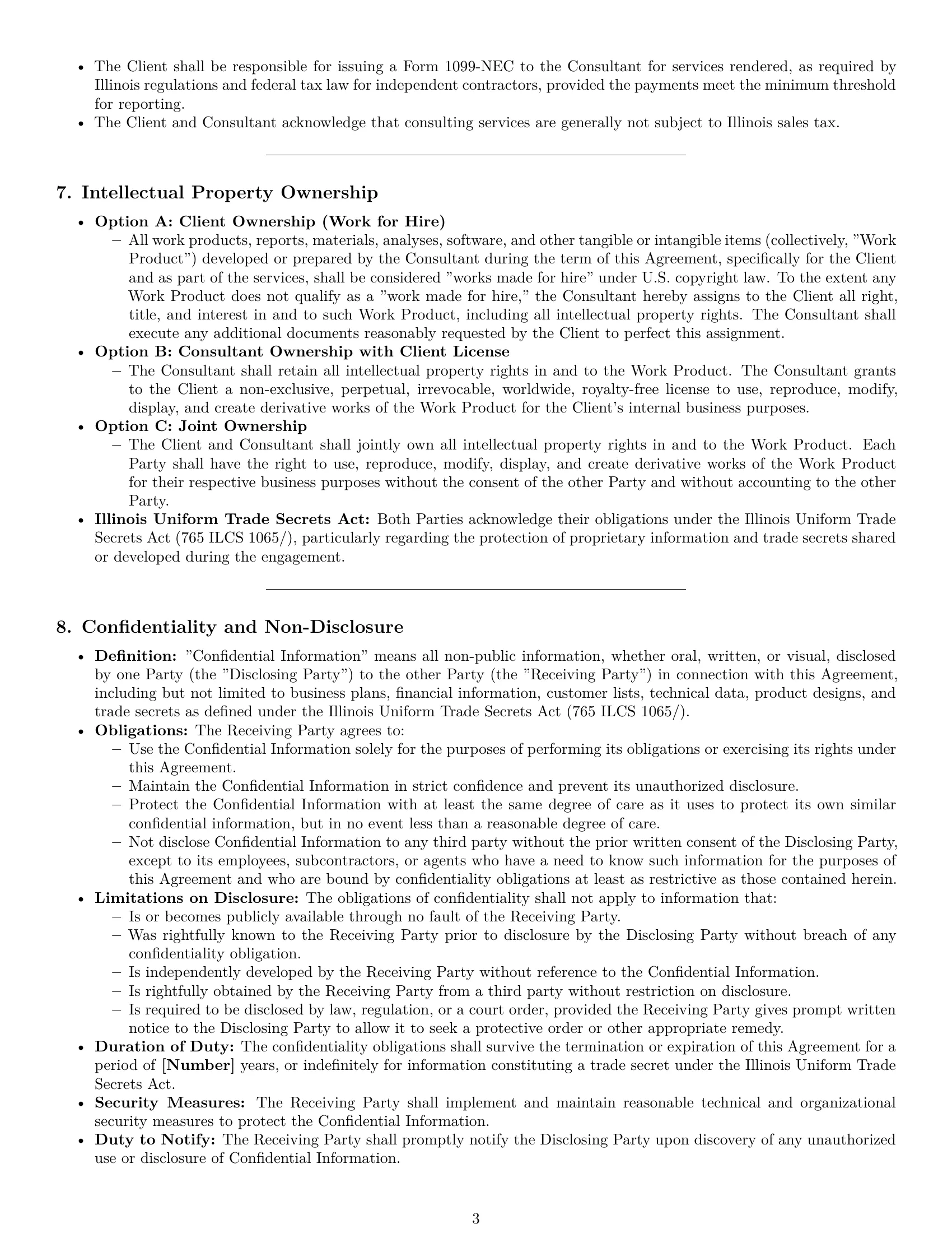 Preview page 3 of Pro Illinois consulting service contract template