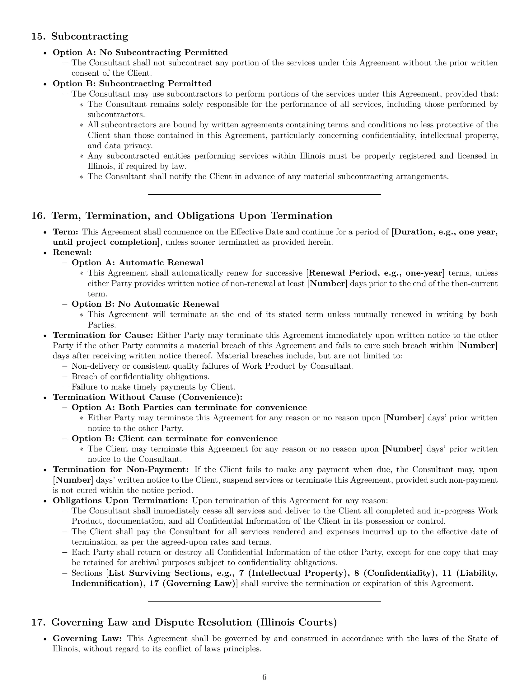 Preview page 6 of Pro Illinois consulting service contract template