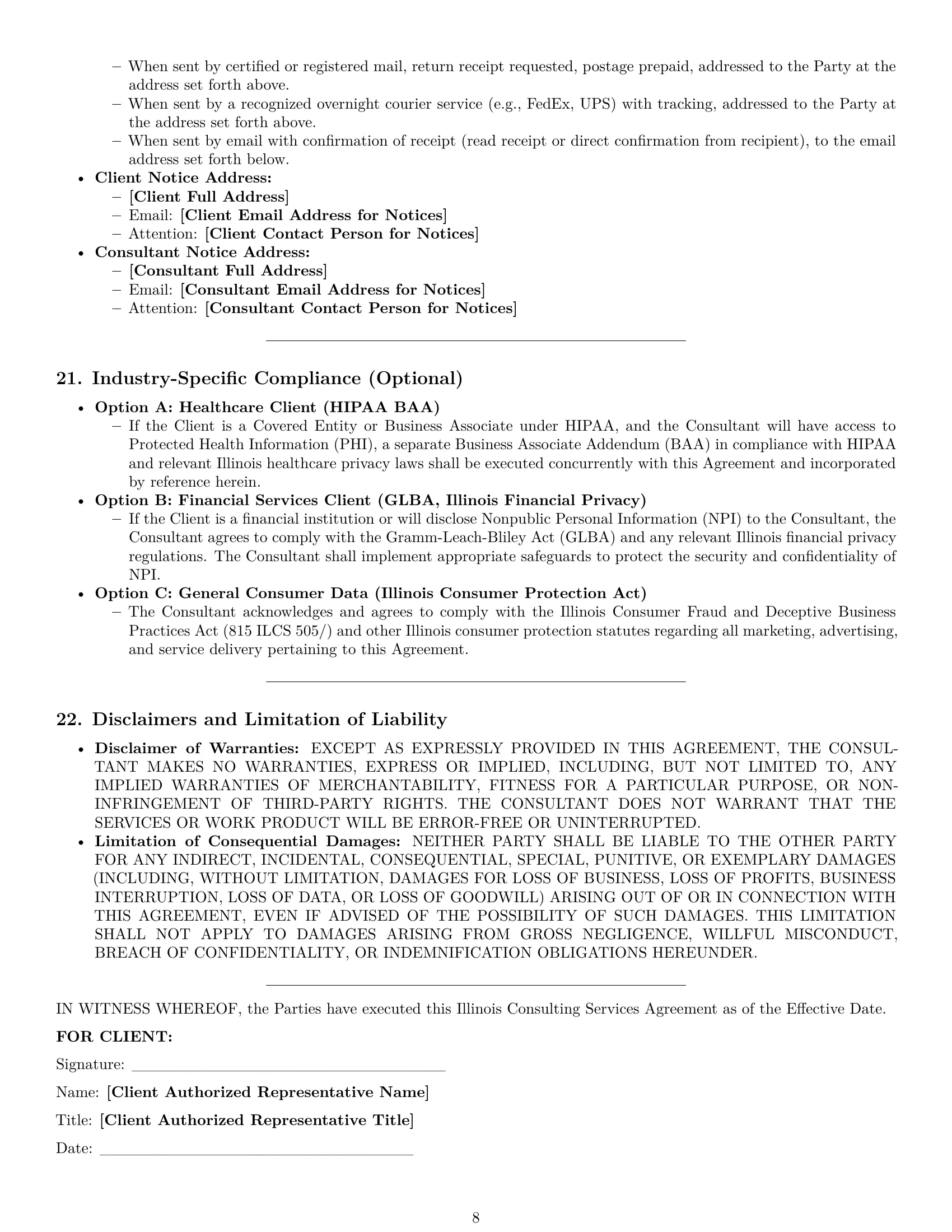 Preview page 8 of Pro Illinois consulting service contract template