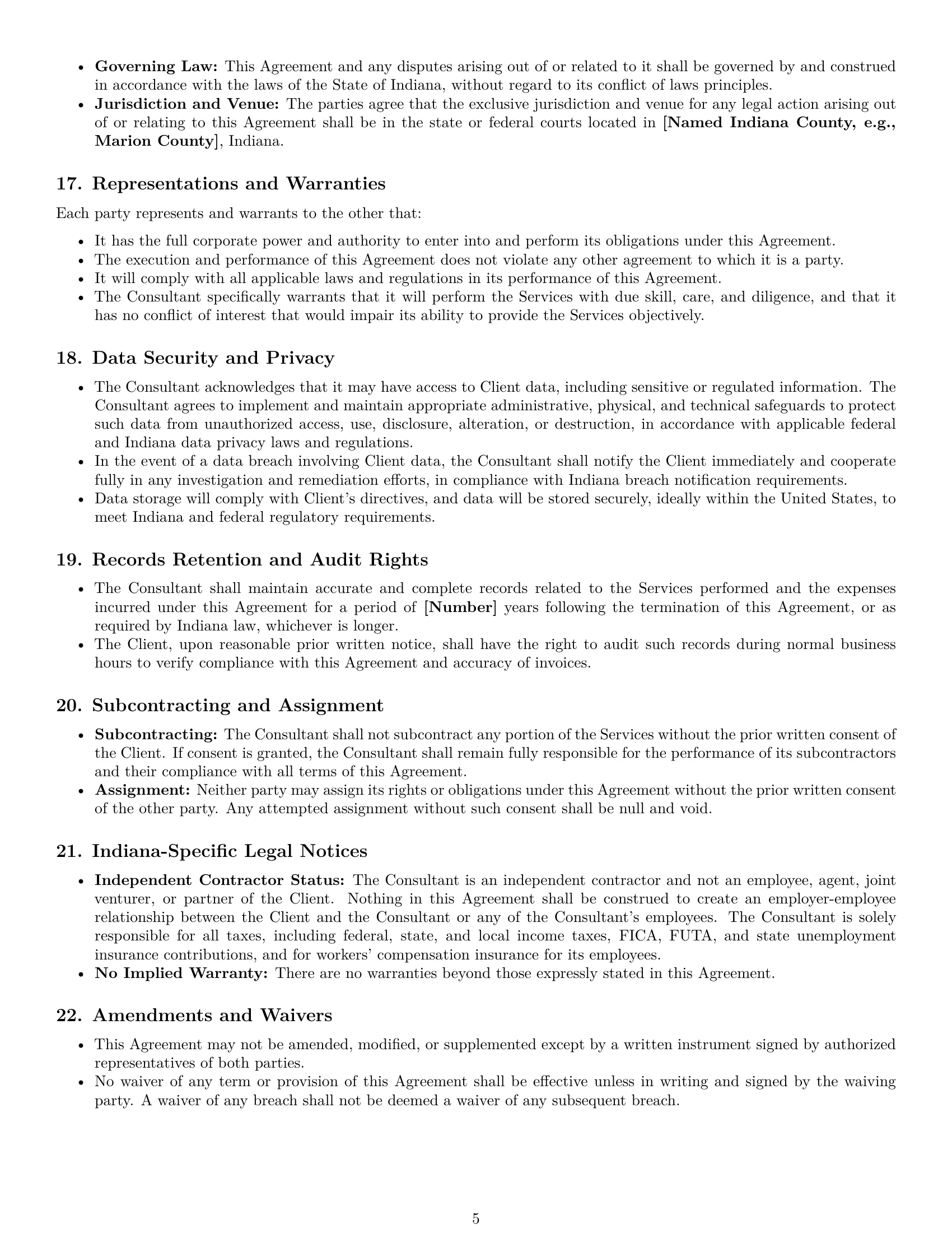 Preview page 5 of Pro Indiana consulting service contract template