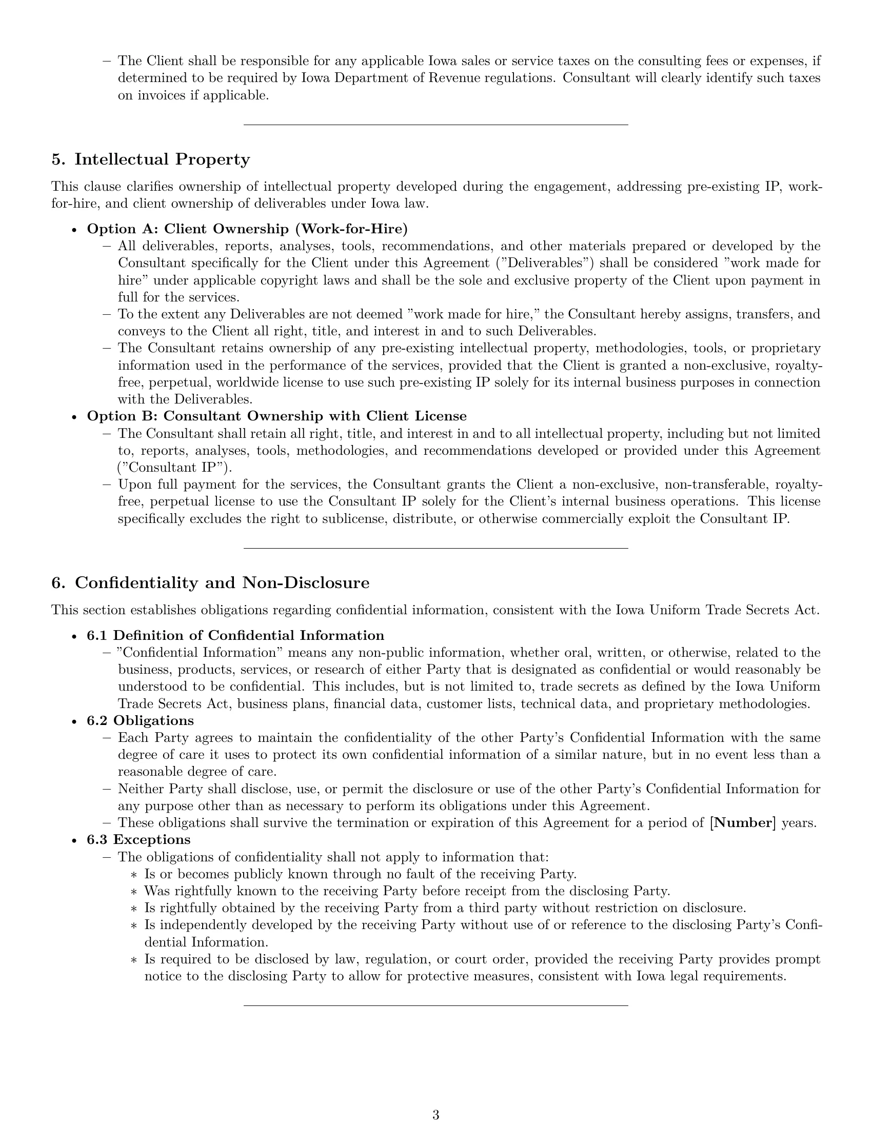 Preview page 3 of Pro Iowa consulting service contract template