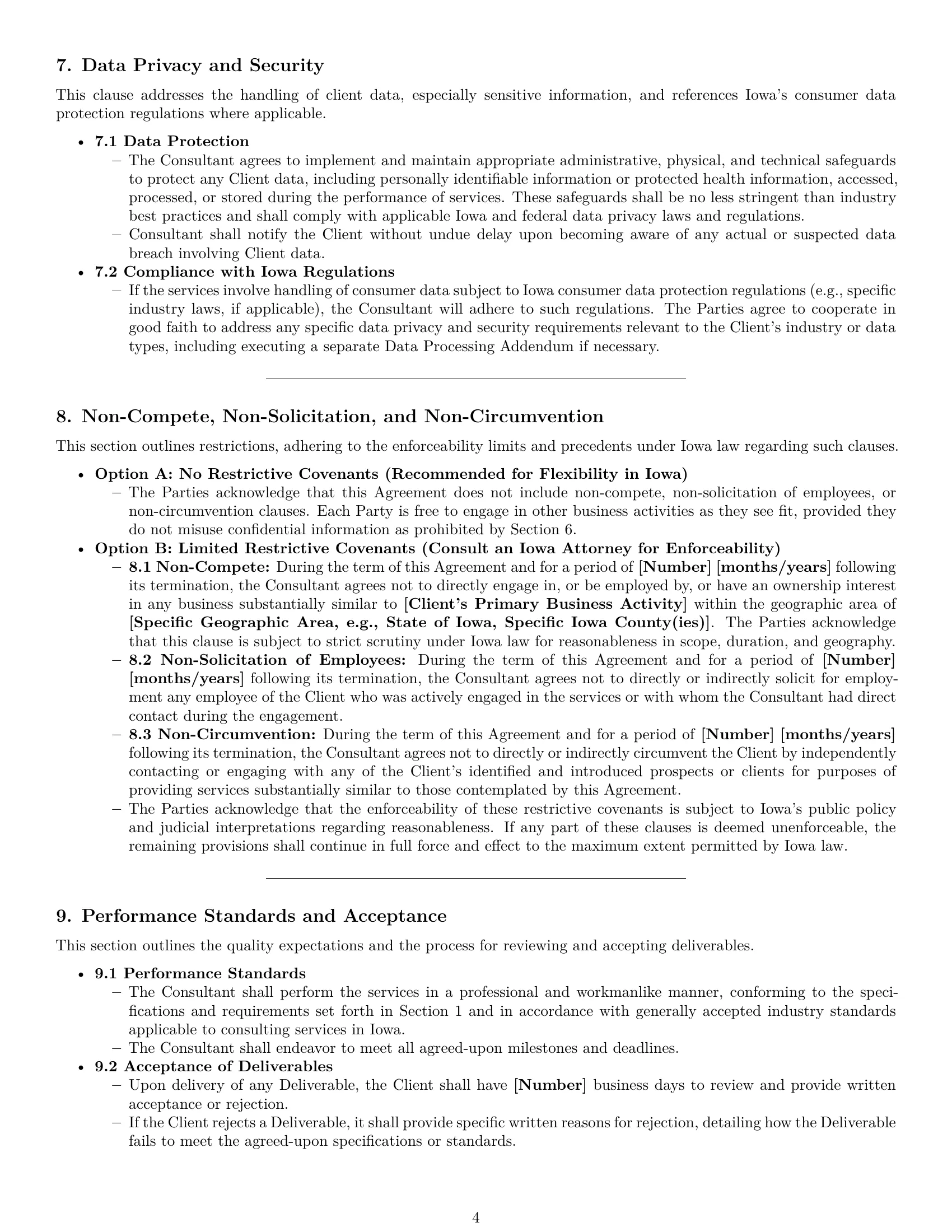 Preview page 4 of Pro Iowa consulting service contract template