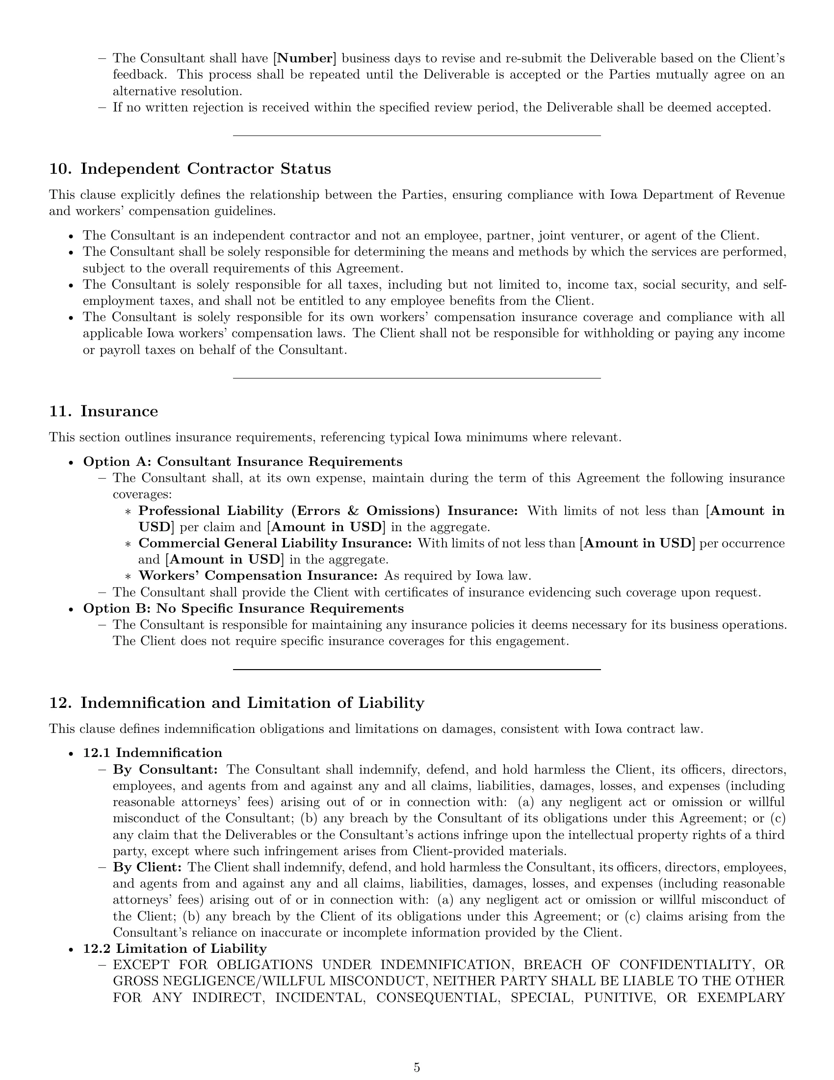 Preview page 5 of Pro Iowa consulting service contract template