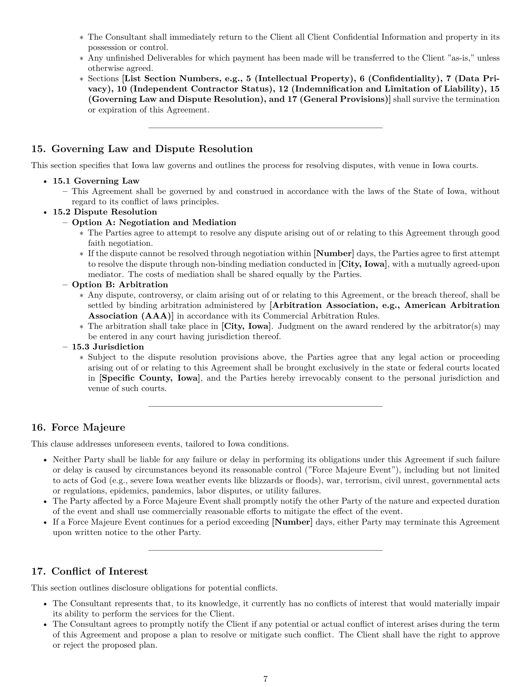 Preview page 7 of Pro Iowa consulting service contract template