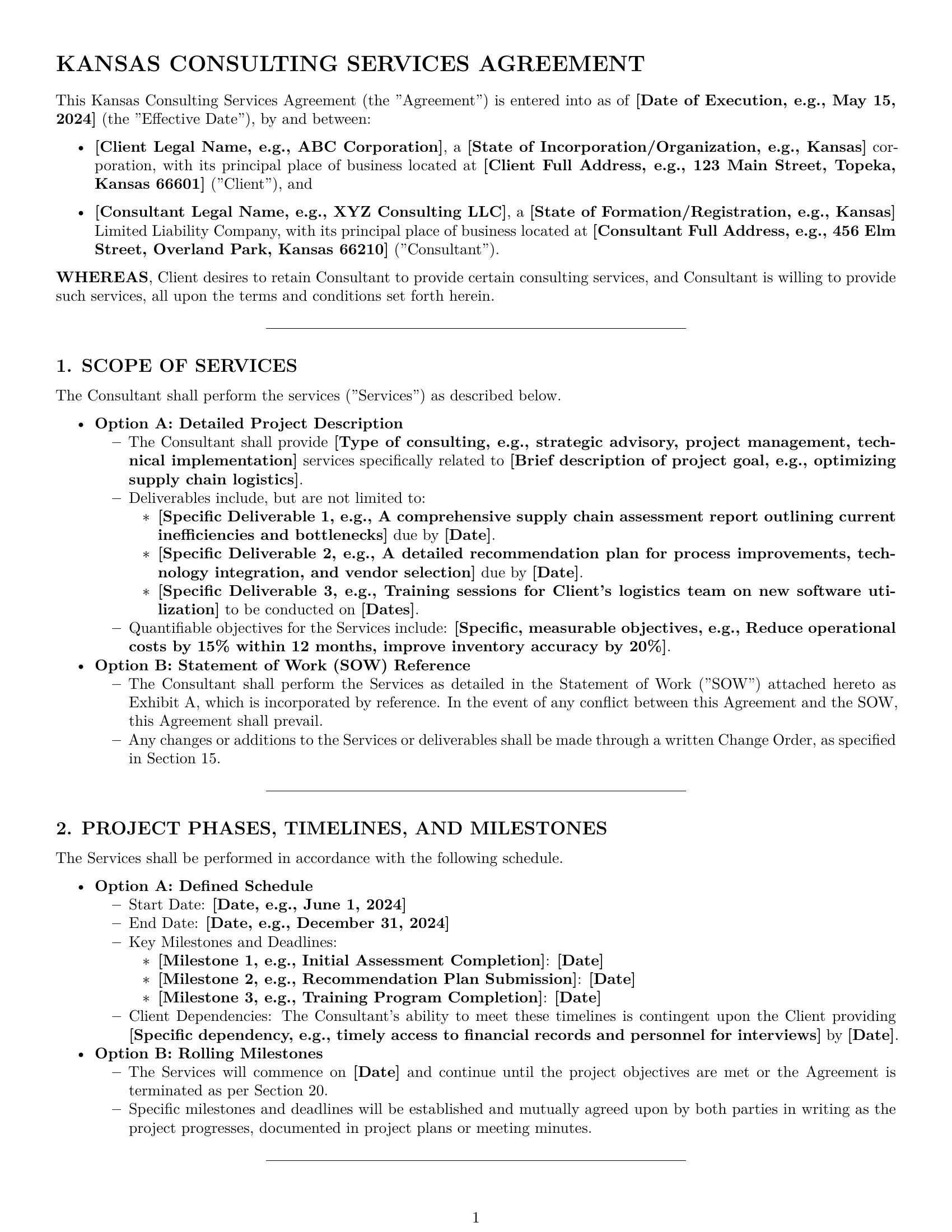 Preview page 1 of Pro Kansas consulting service contract template