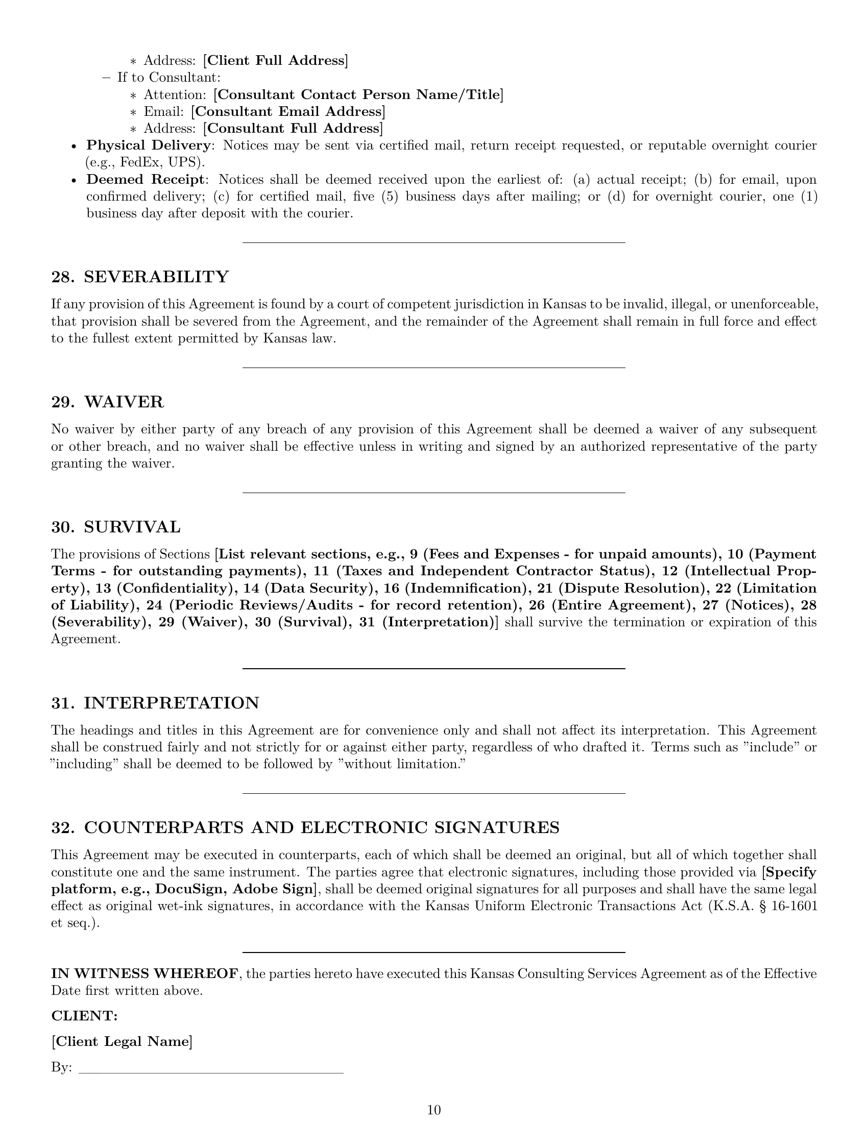 Preview page 10 of Pro Kansas consulting service contract template