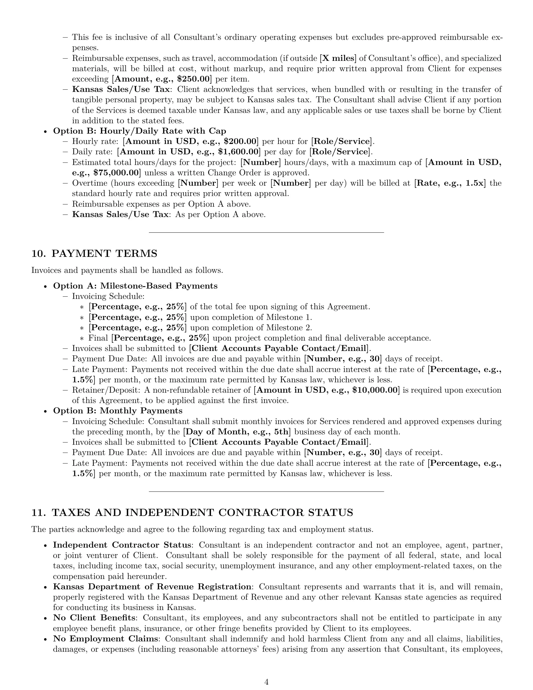 Preview page 4 of Pro Kansas consulting service contract template
