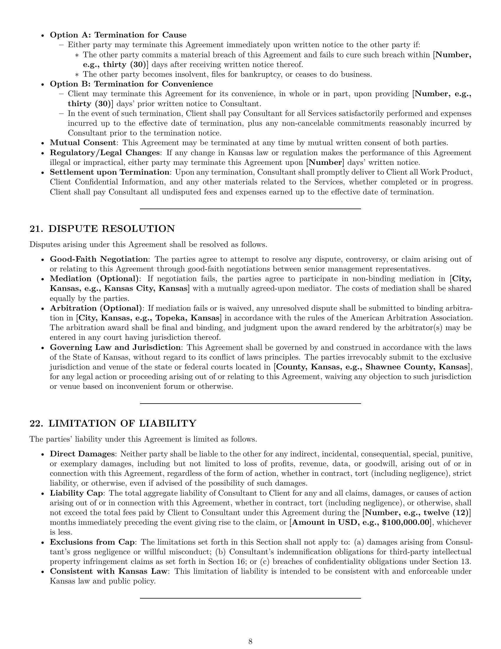 Preview page 8 of Pro Kansas consulting service contract template