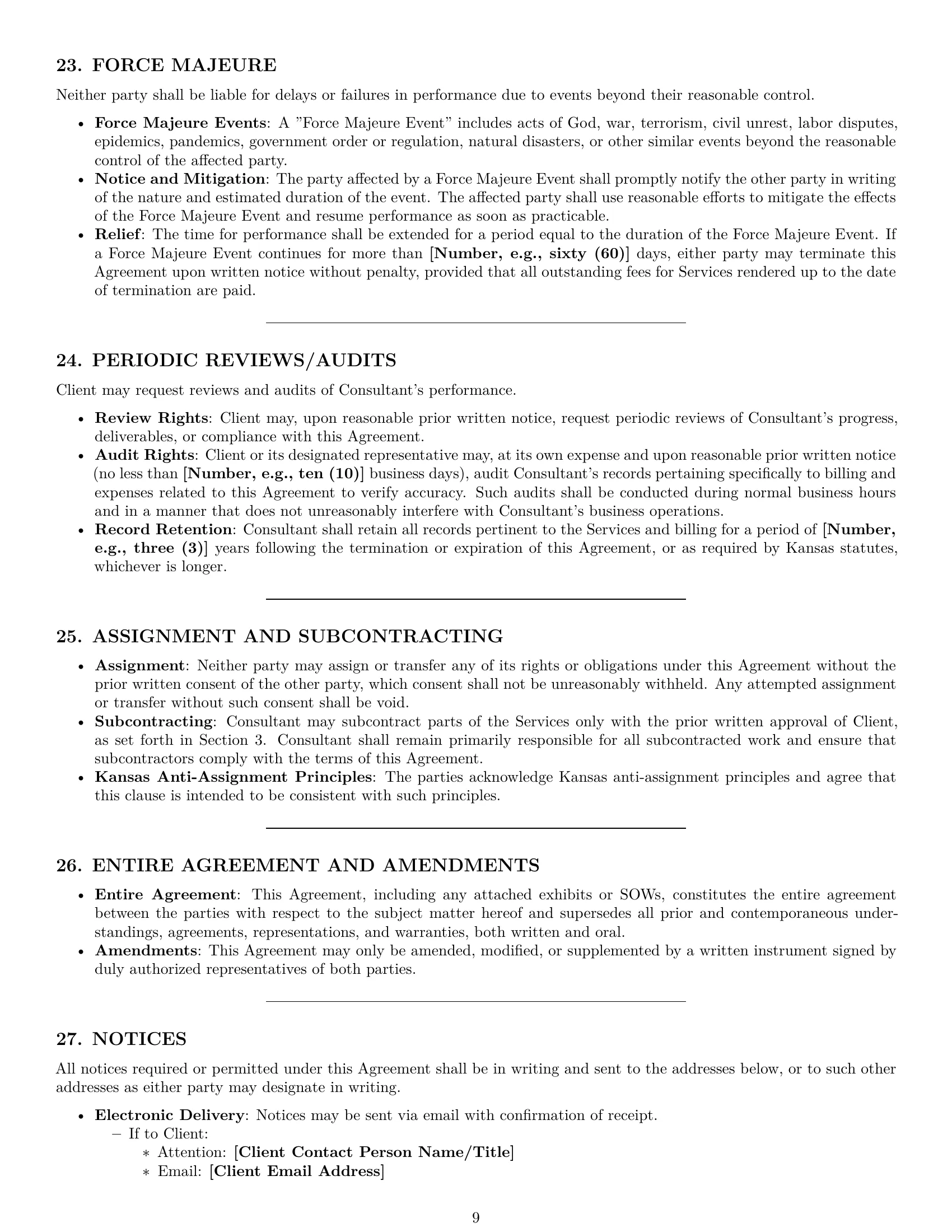 Preview page 9 of Pro Kansas consulting service contract template