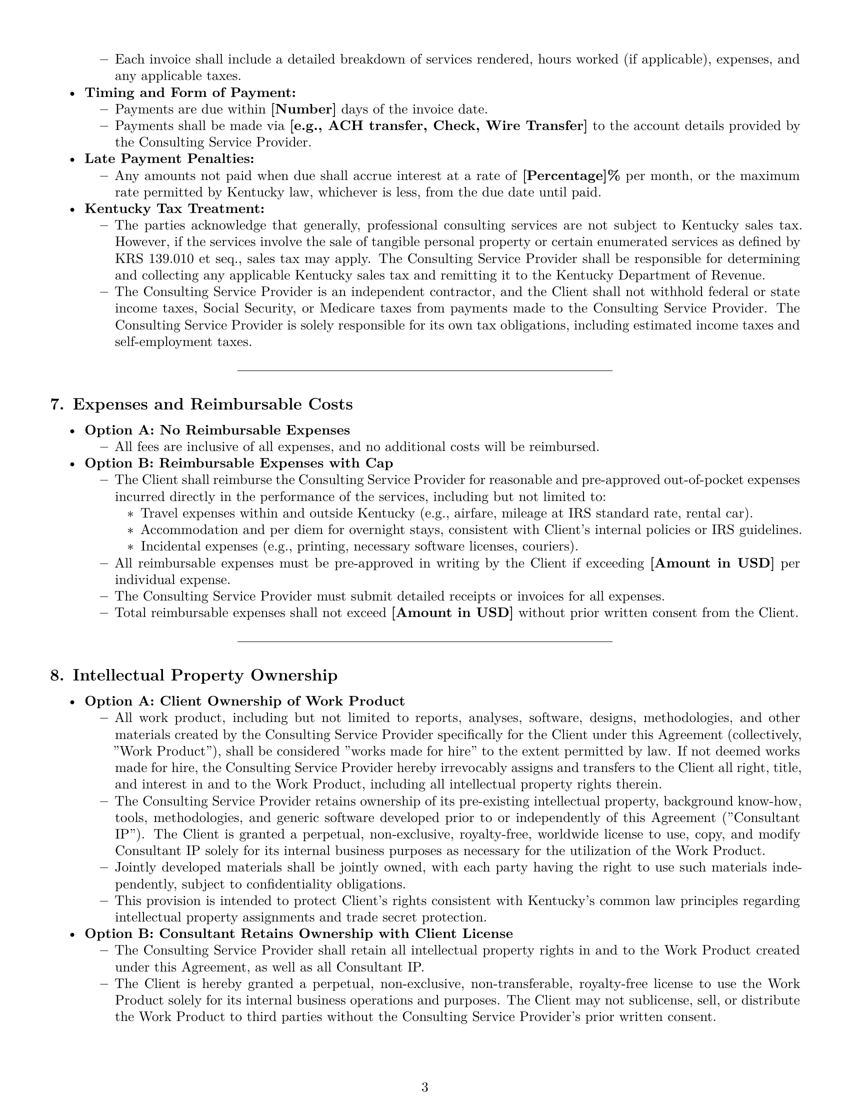 Preview page 3 of Pro Kentucky consulting service contract template