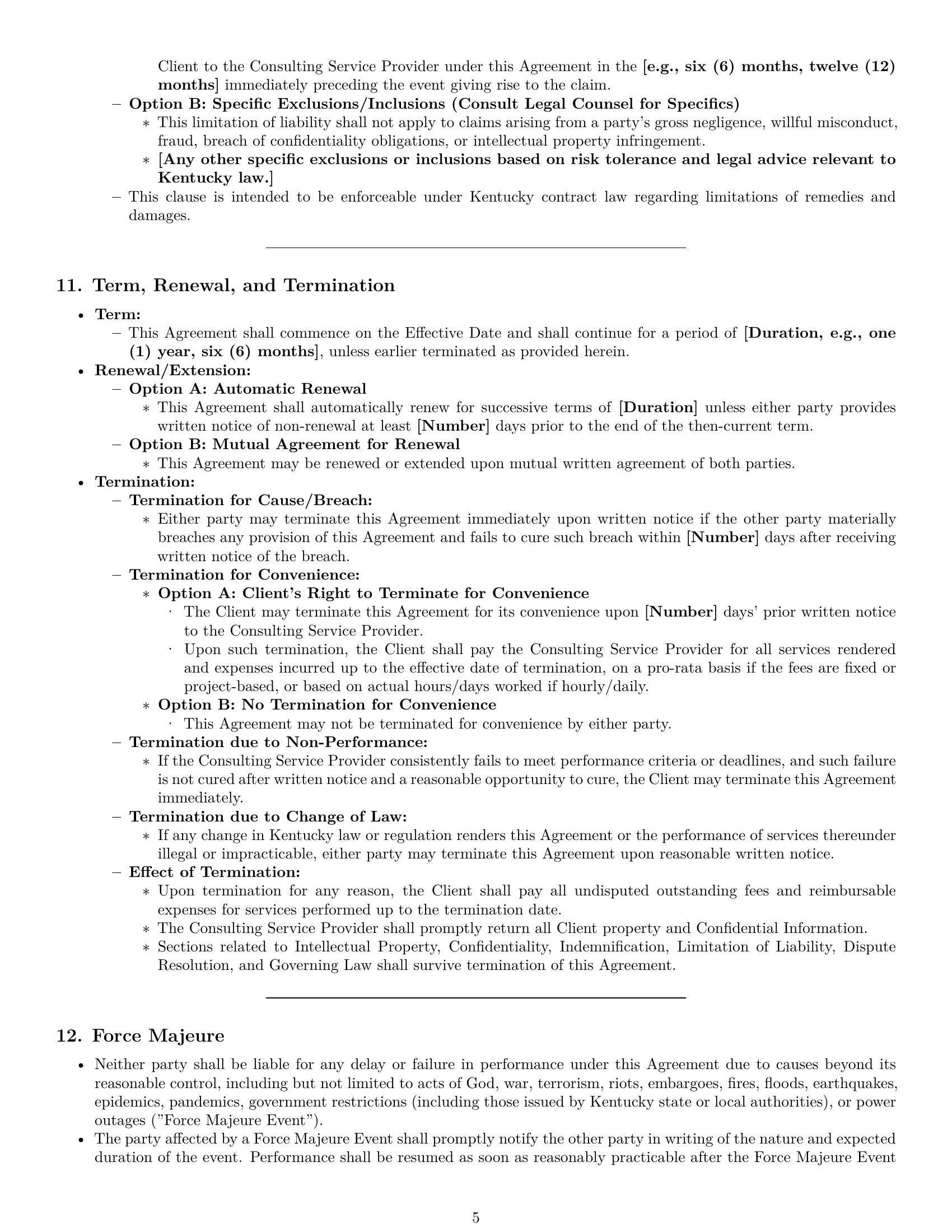 Preview page 5 of Pro Kentucky consulting service contract template