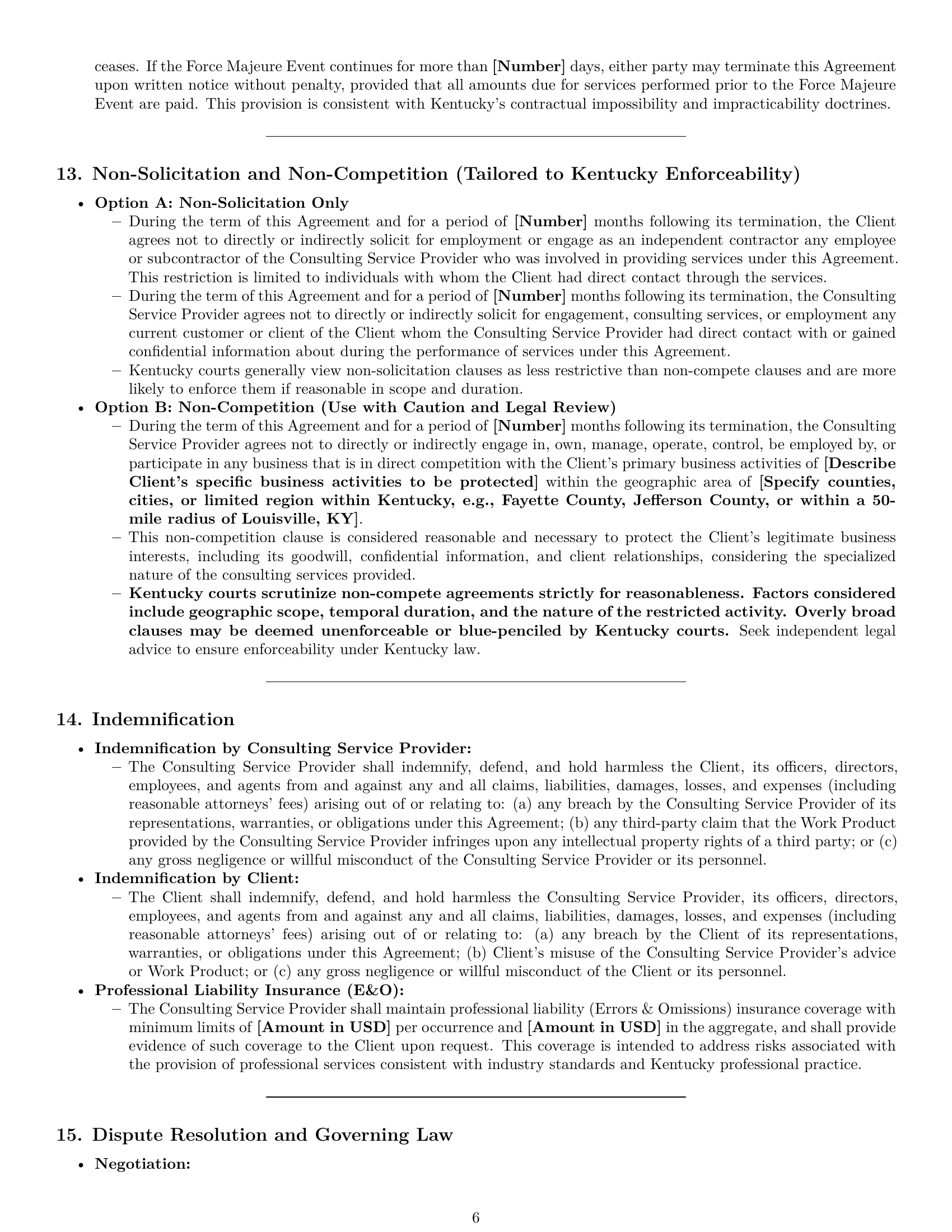Preview page 6 of Pro Kentucky consulting service contract template