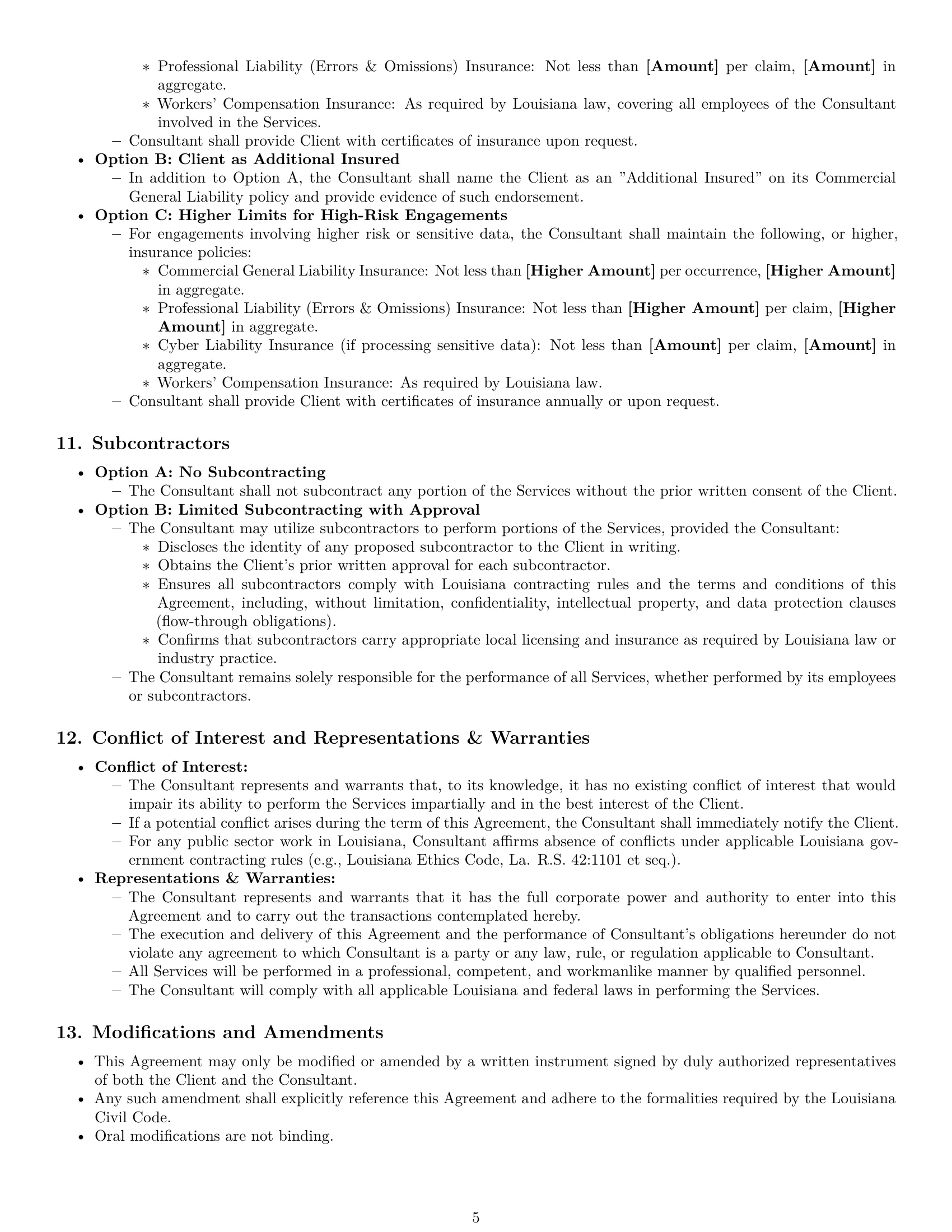 Preview page 5 of Pro Louisiana consulting service contract template