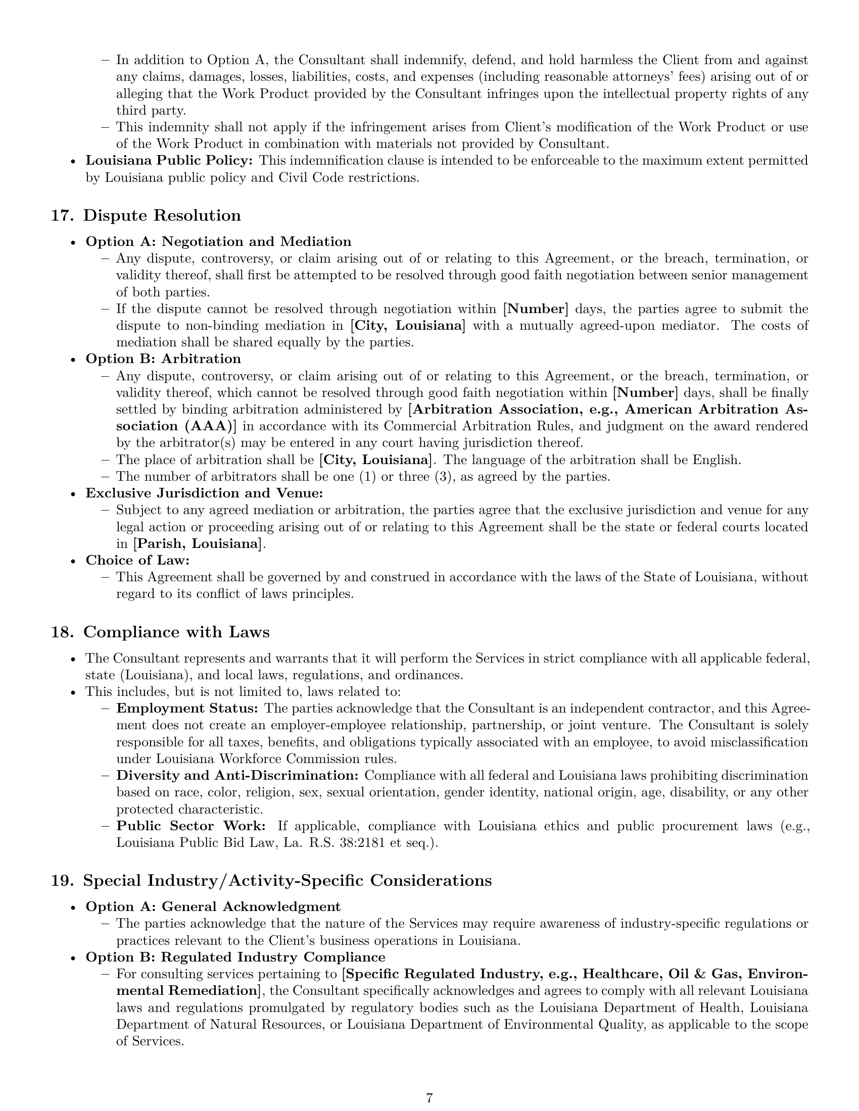 Preview page 7 of Pro Louisiana consulting service contract template