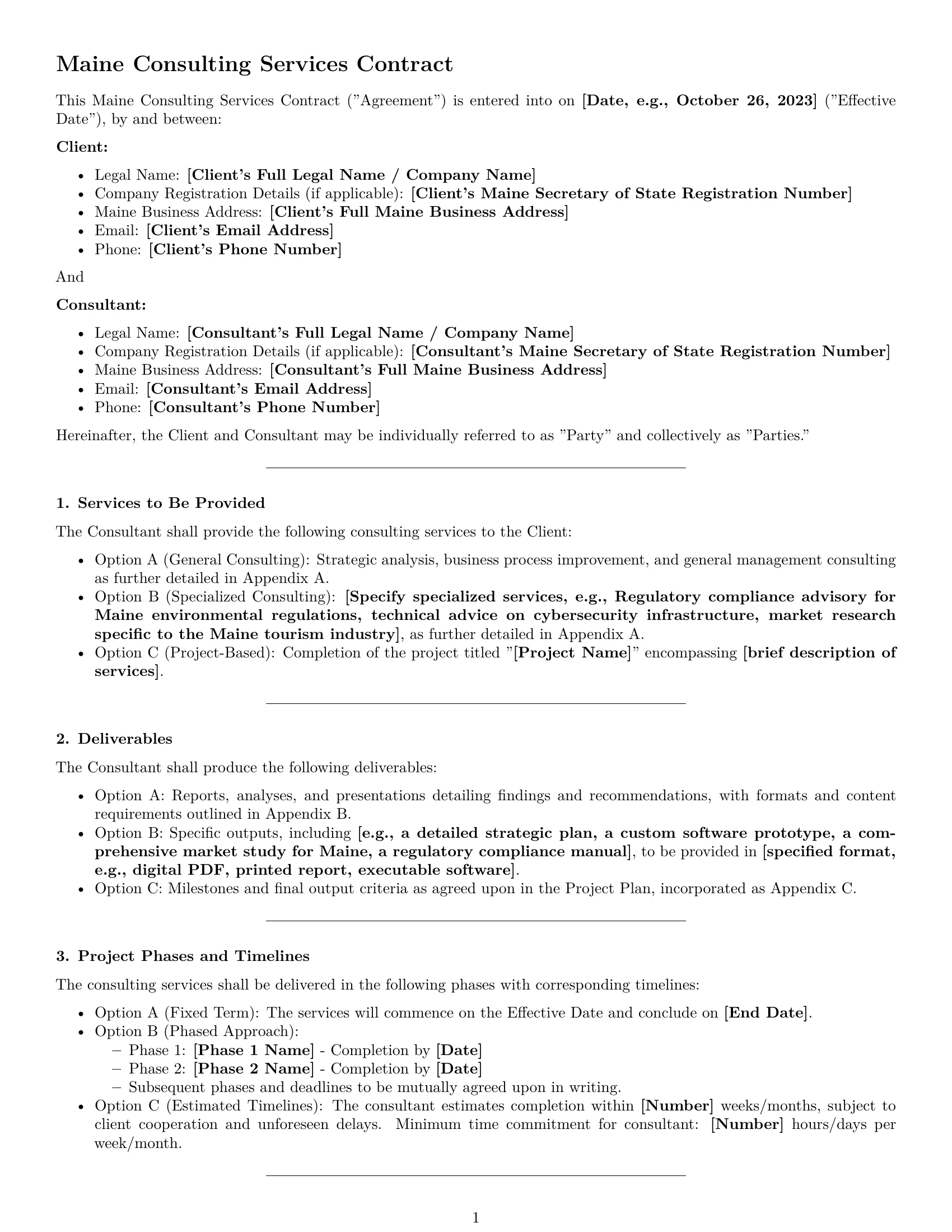 Preview page 1 of Pro Maine consulting service contract template
