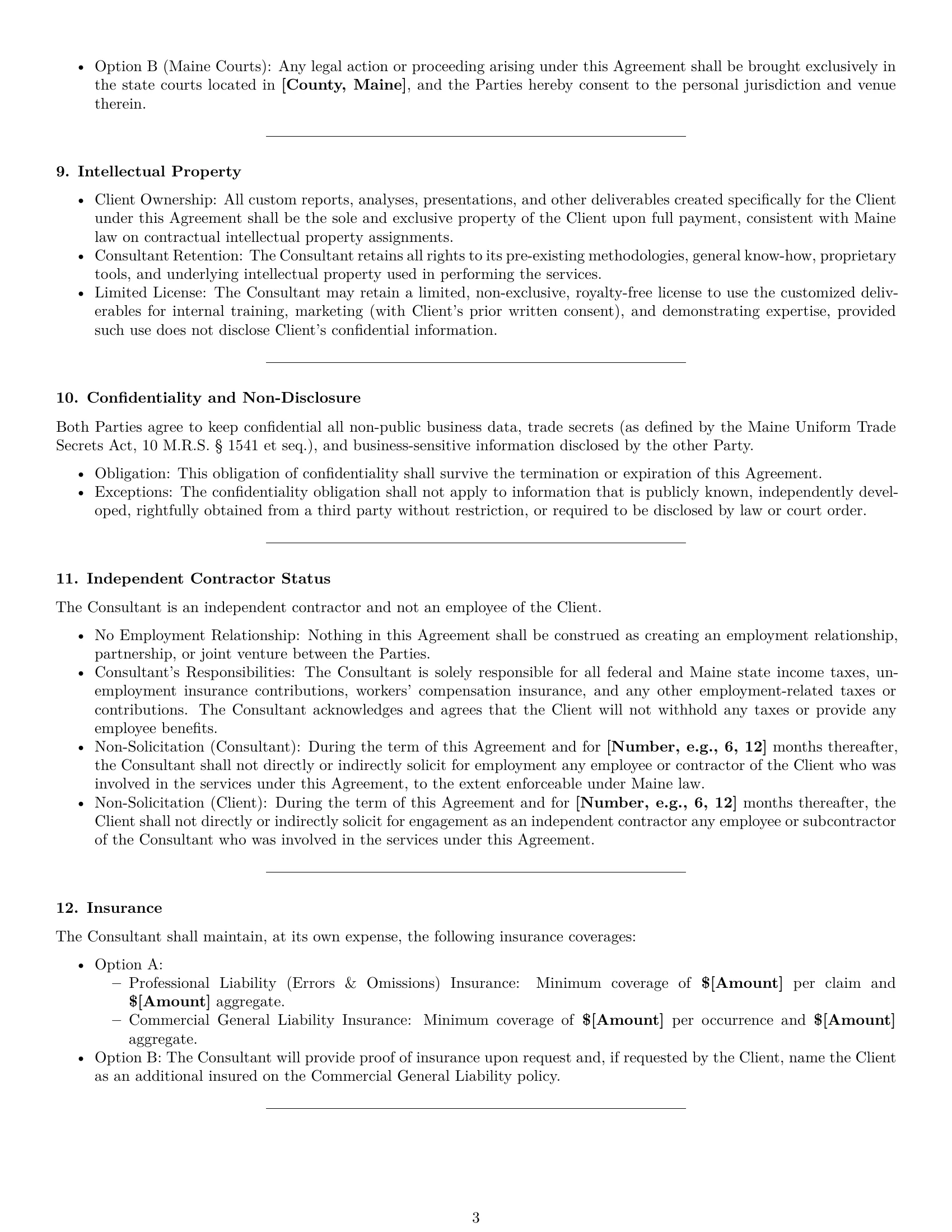 Preview page 3 of Pro Maine consulting service contract template