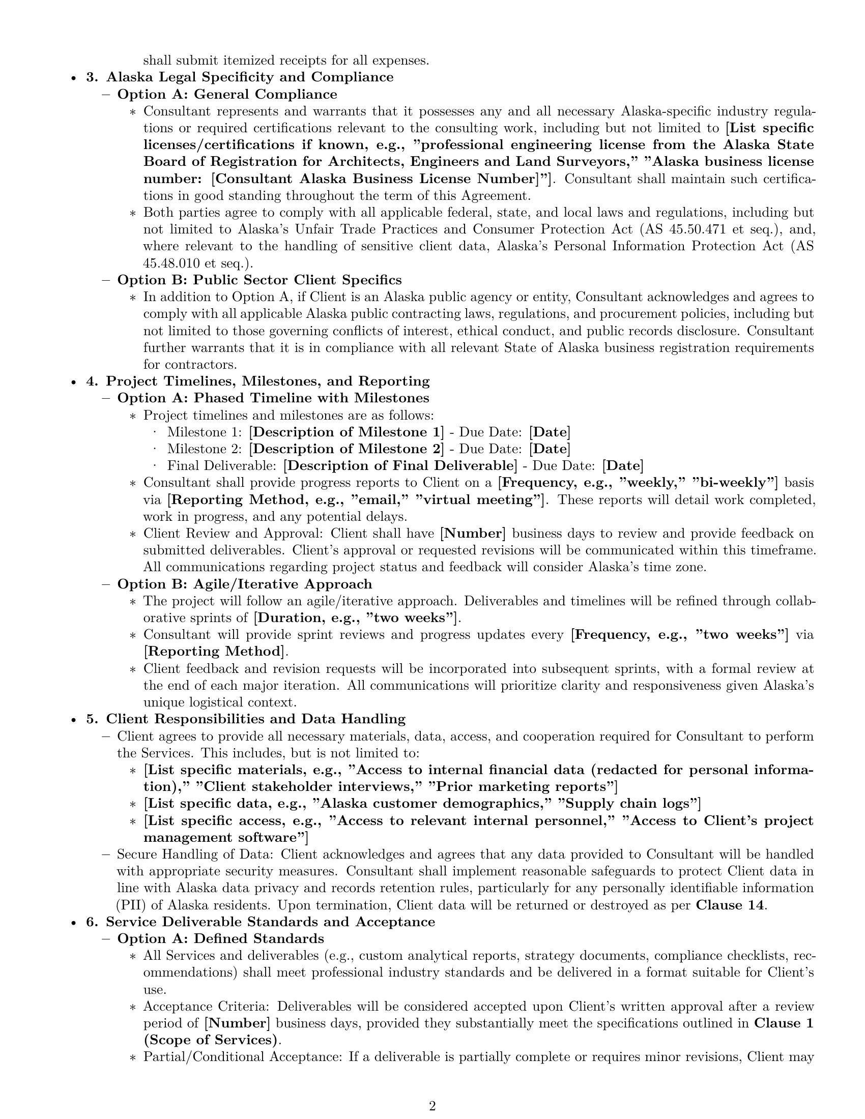 Preview page 2 of Pro Alaska consulting service contract template