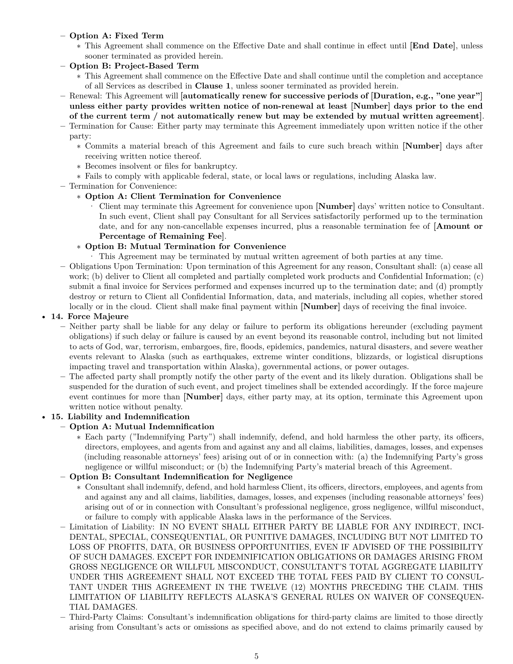 Preview page 5 of Pro Alaska consulting service contract template