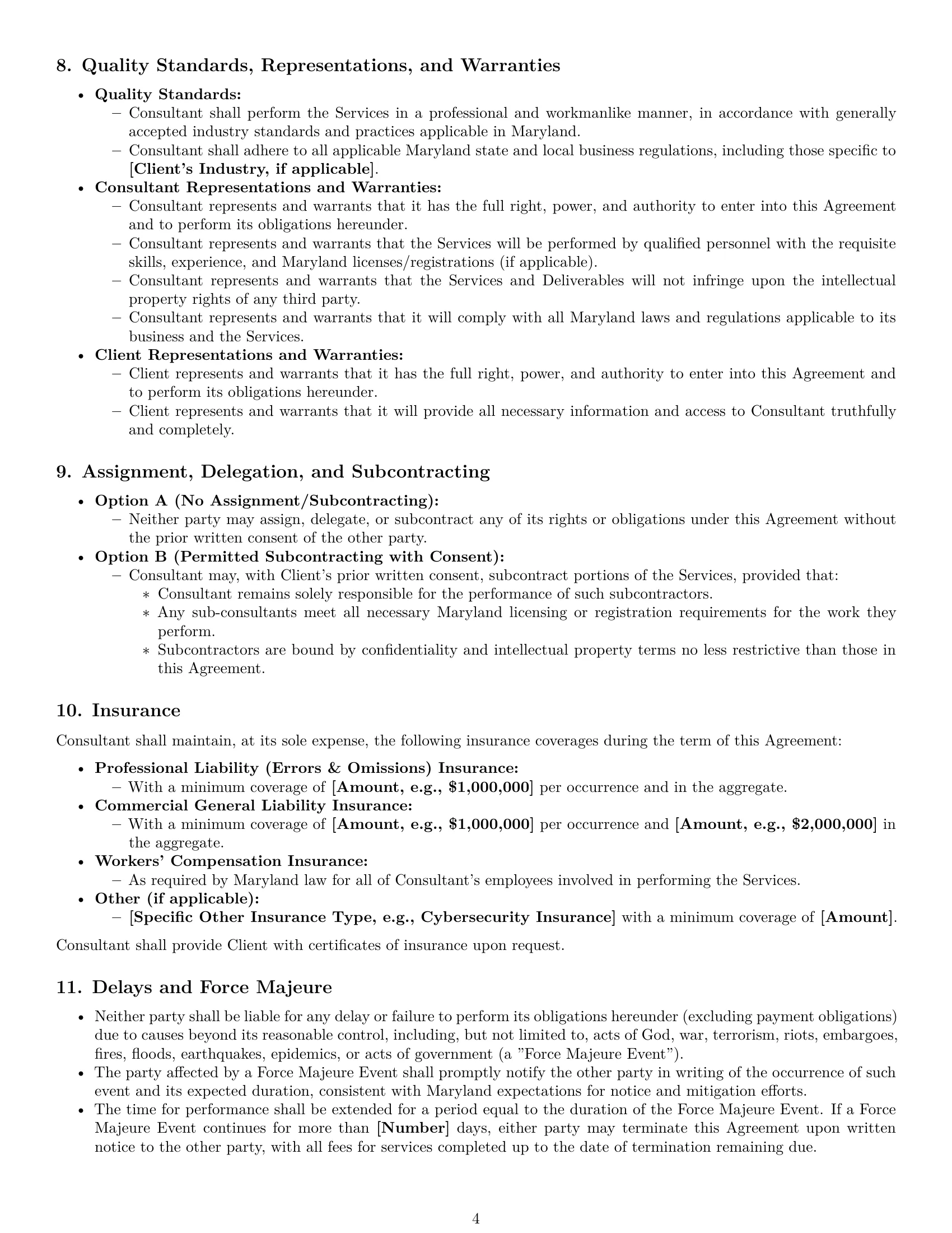 Preview page 4 of Pro Maryland consulting service contract template
