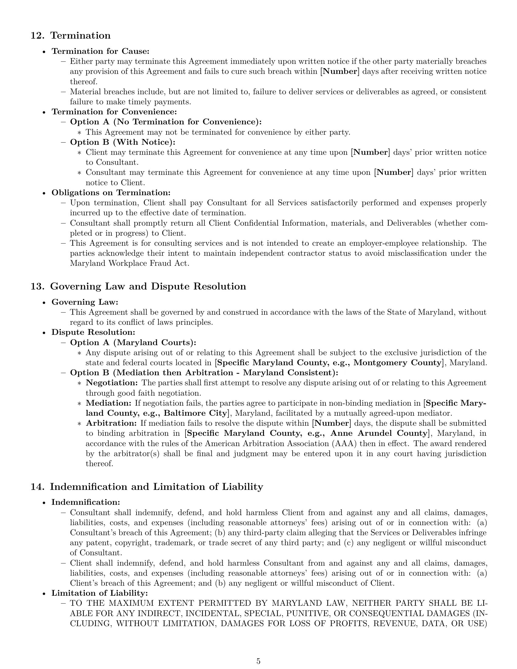 Preview page 5 of Pro Maryland consulting service contract template