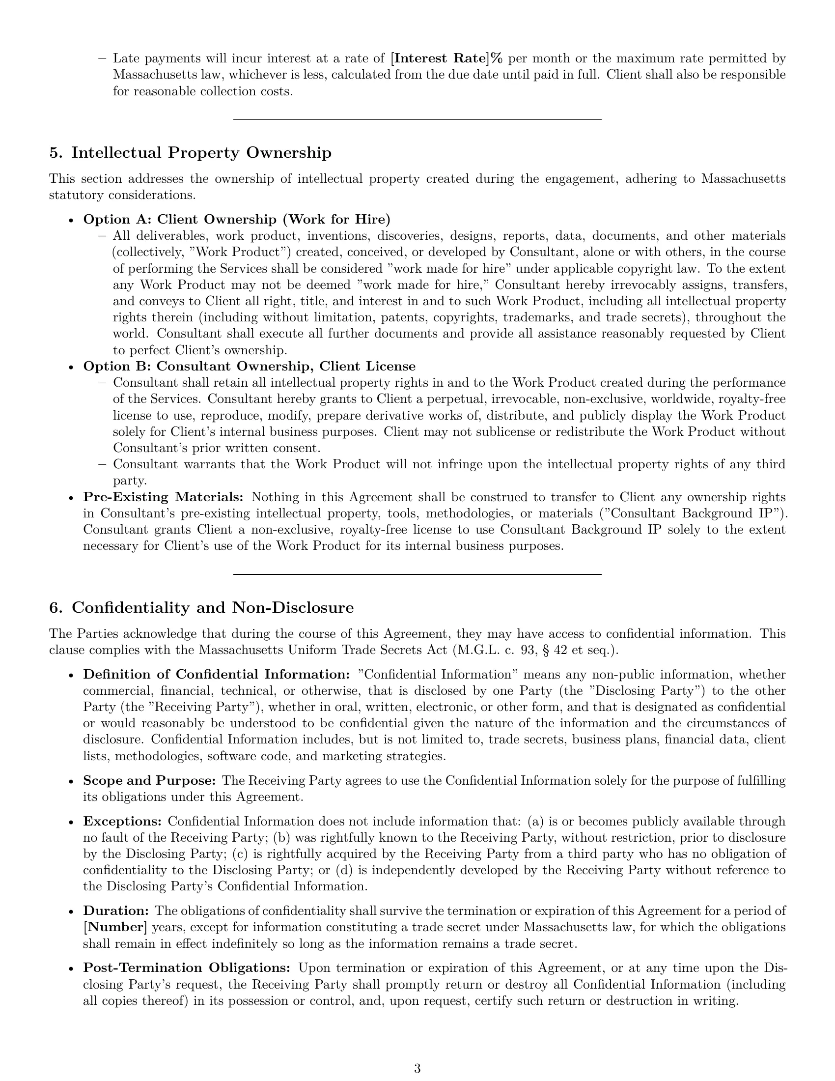 Preview page 3 of Pro Massachusetts consulting service contract template