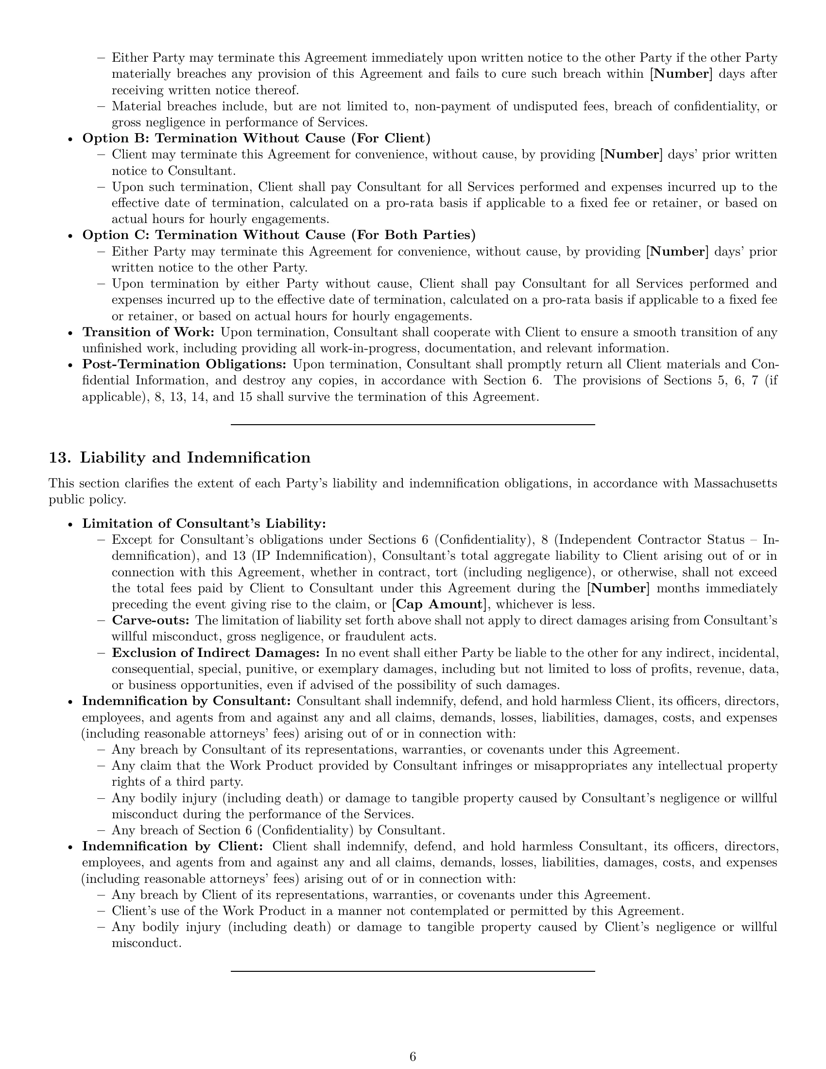 Preview page 6 of Pro Massachusetts consulting service contract template